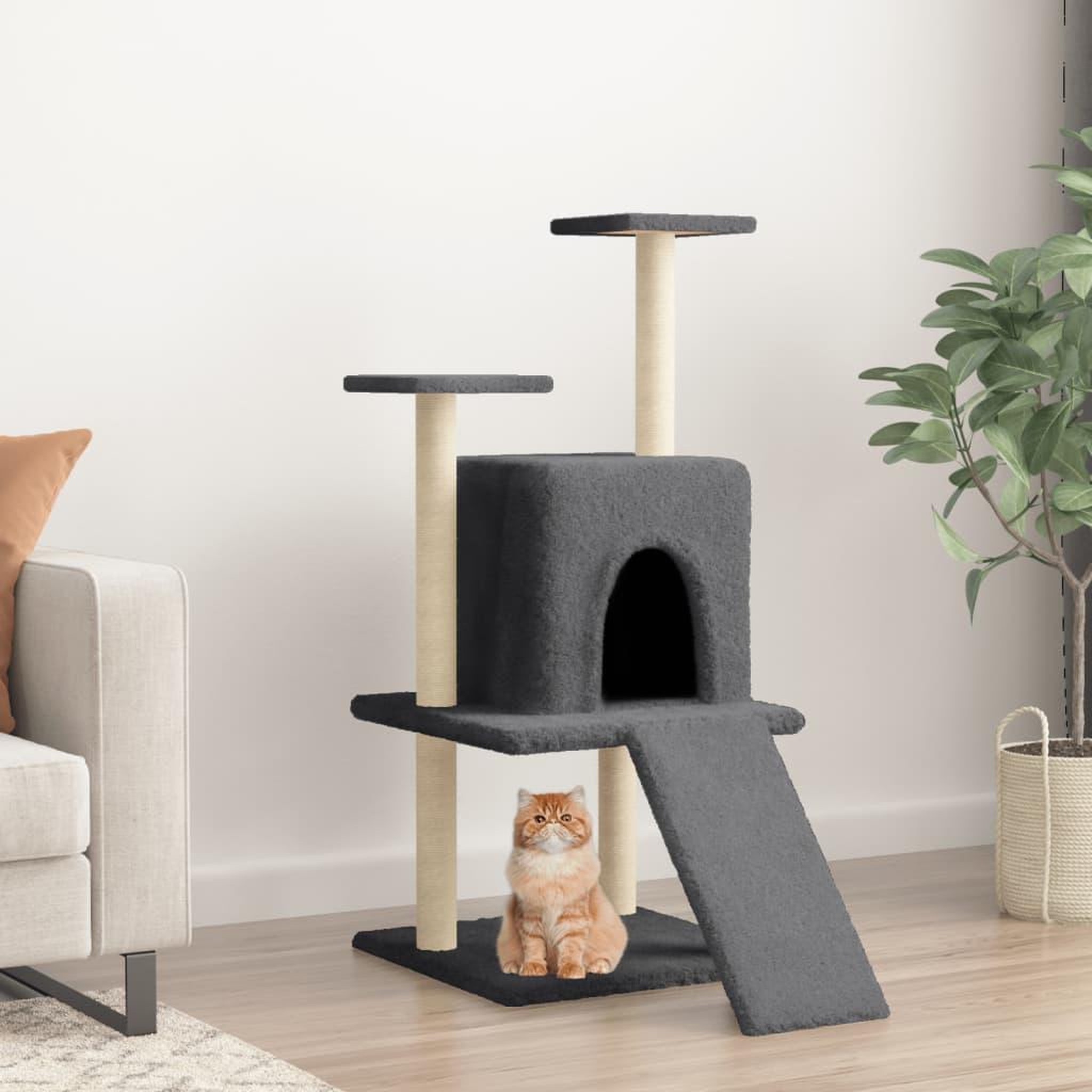 VIDAXL Arbre a chat avec griffoirs en sisal gris fonce 110 cm