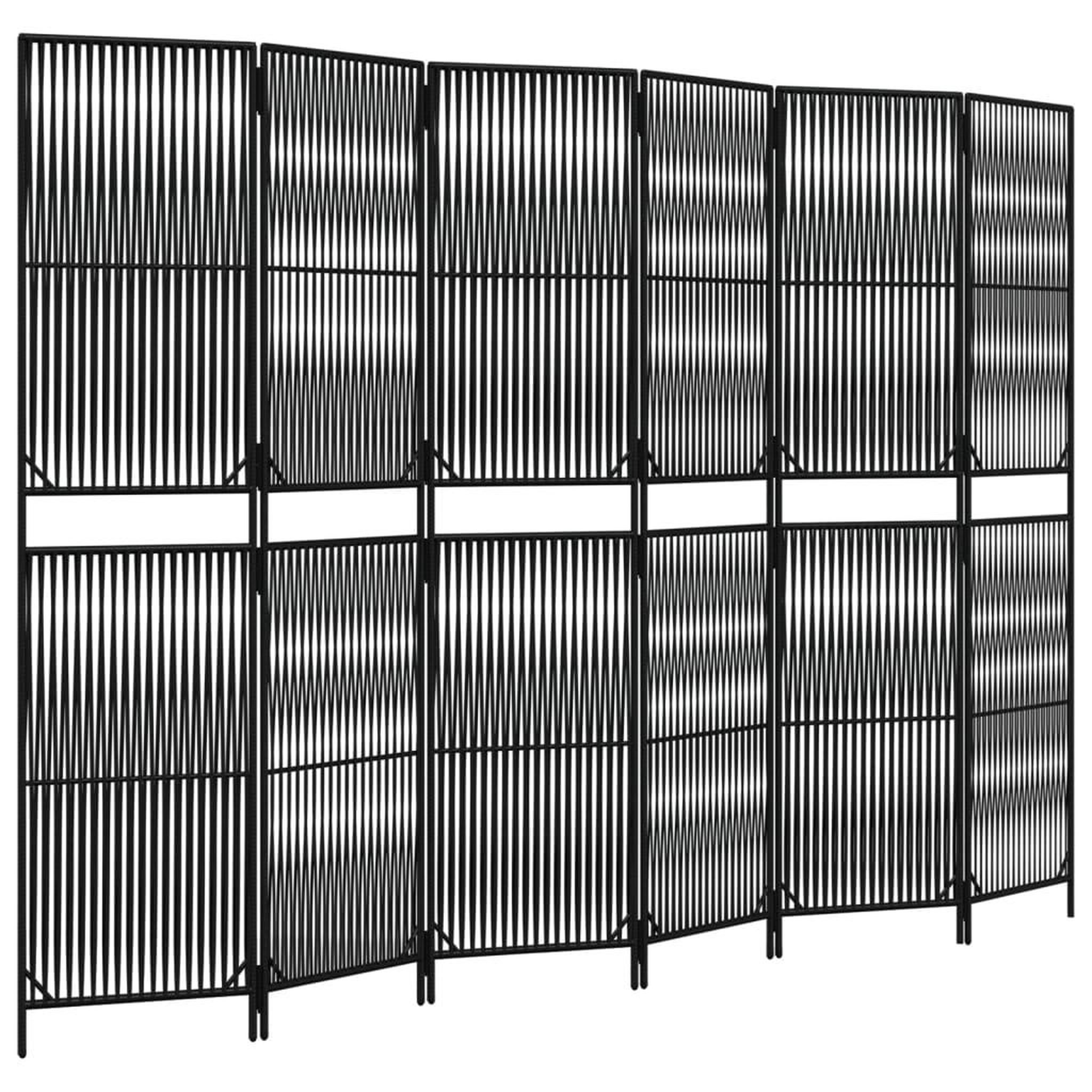 Voir la diapositive 2 : VIDAXL Cloison de separation 6 panneaux noir resine tressee