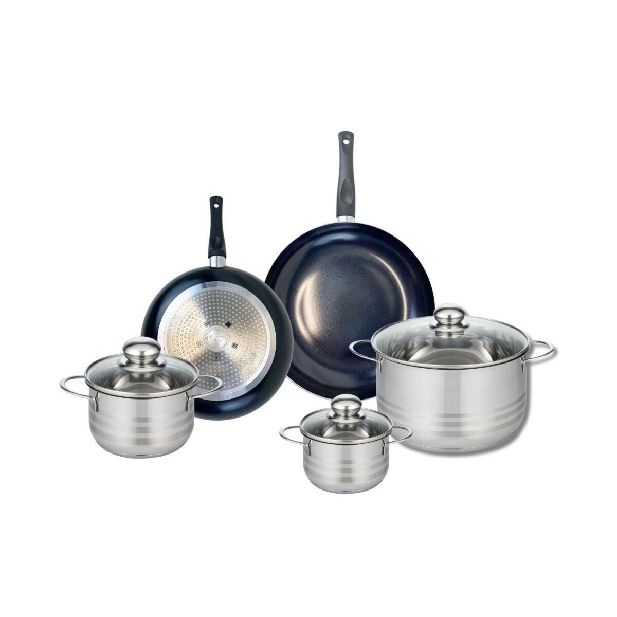 ELO Ensemble de 2 Poêles de cuisson 20 et 24 cm et 3 faitouts 12, 14 et 24 cm Elo Prima Brillant