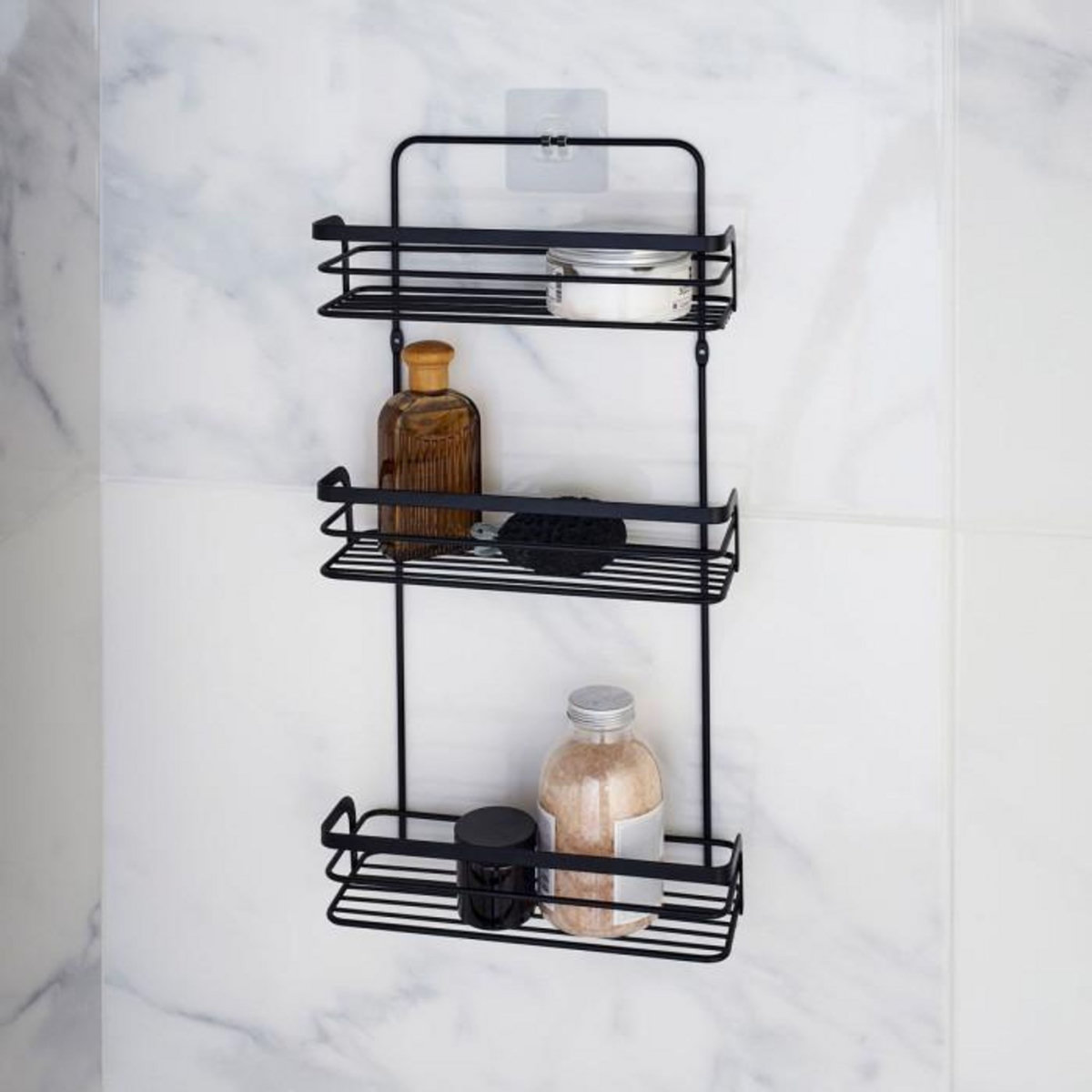 Paris Prix Serviteur de Douche 3 Niveaux  Filaire Premium  49cm Noir