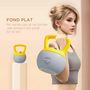 Voir la diapositive 6 : HOMCOM Kettlebell 10 Kg collaboration Aosom.fr x FFHandball - prise ergonomique - PVC gris jaune