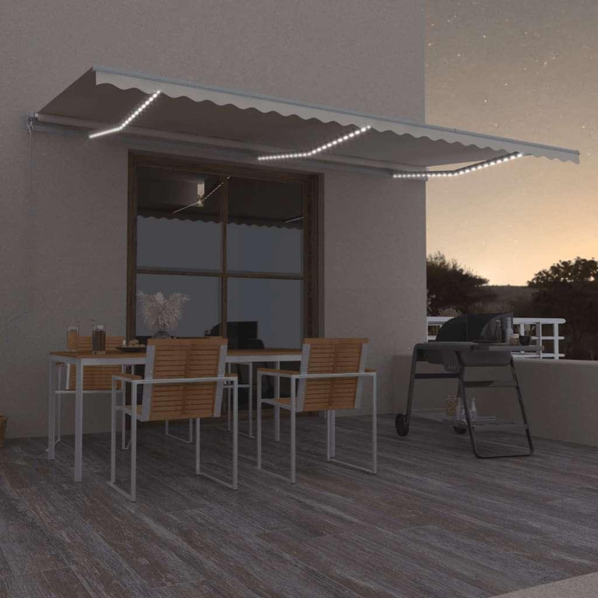 VIDAXL Auvent manuel retractable avec LED 600x300 cm Creme