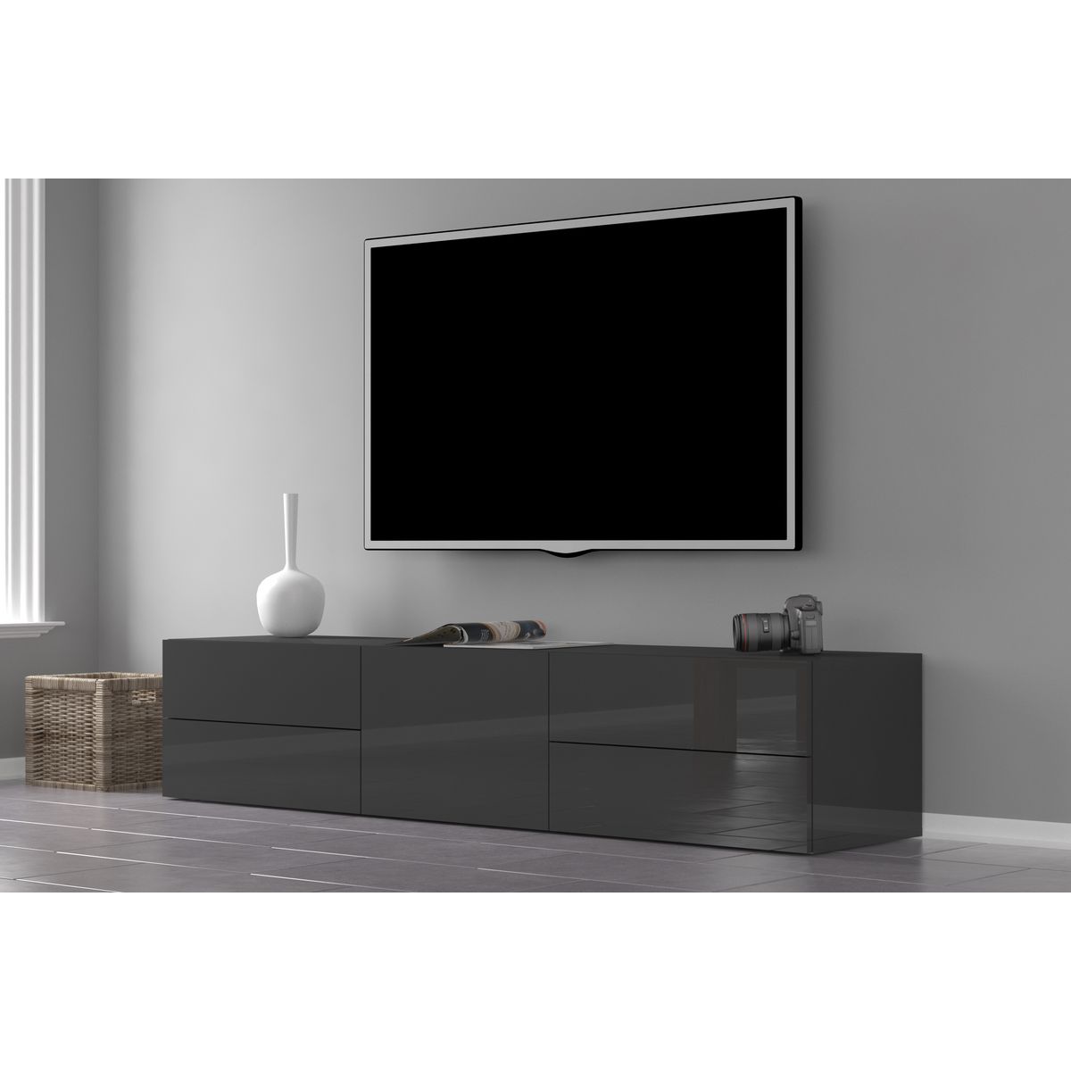 Meuble TV 1 porte 4 tiroirs L170cm FLORENCE