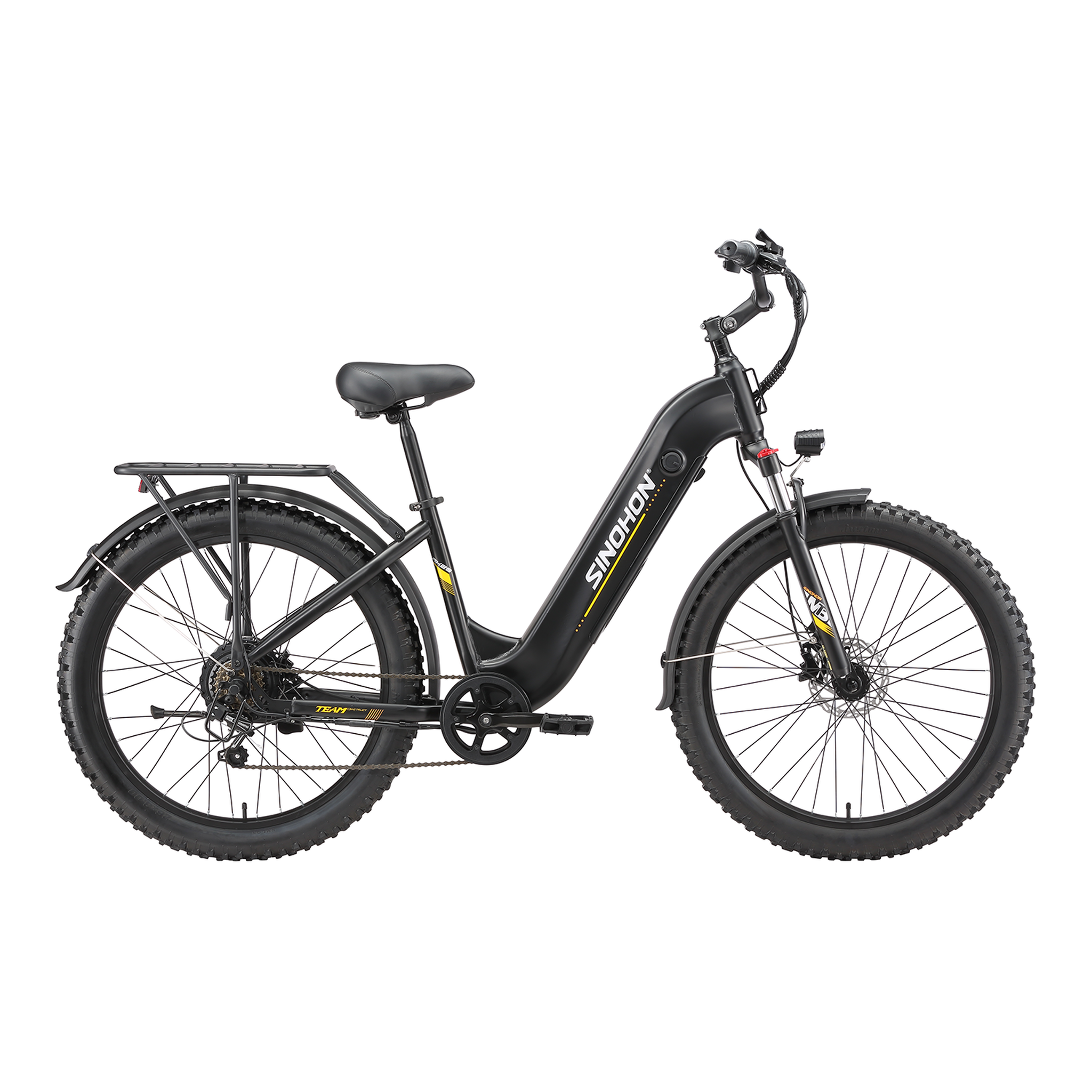 SINOHON Vélo électrique sinohon ak26, pneus larges de 26 pouces, freins à disque hydrauliques, noir