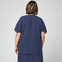 Voir la diapositive 2 : IN EXTENSO Blouse manches papillon bleu marine grande taille femme