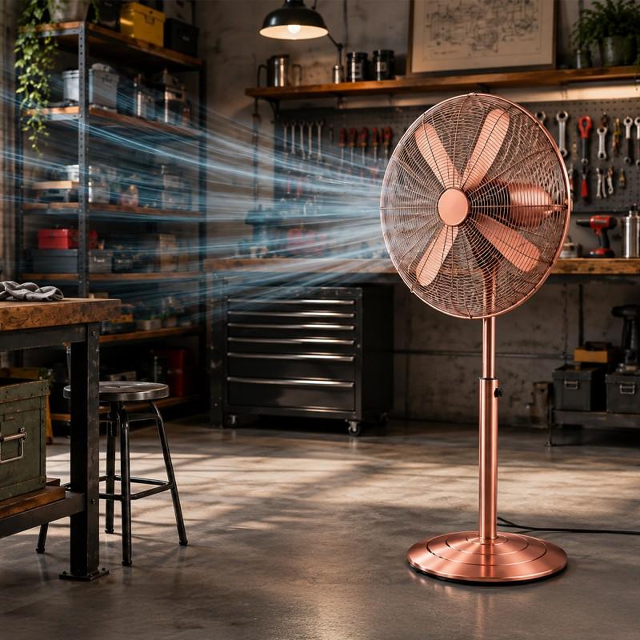 Voir la diapositive 3 : Ventilateur Sur Base Vintage En Métal 40 Cm – Bronze