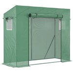 OUTSUNNY Serre de jardin balcon 1,54 m² - porte zippée enroulable, 2 fenêtres moustiquaires - acier PE haute densité anti-UV vert