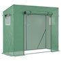 Voir la diapositive 1 : OUTSUNNY Serre de jardin balcon 1,54 m² - porte zippée enroulable, 2 fenêtres moustiquaires - acier PE haute densité anti-UV vert