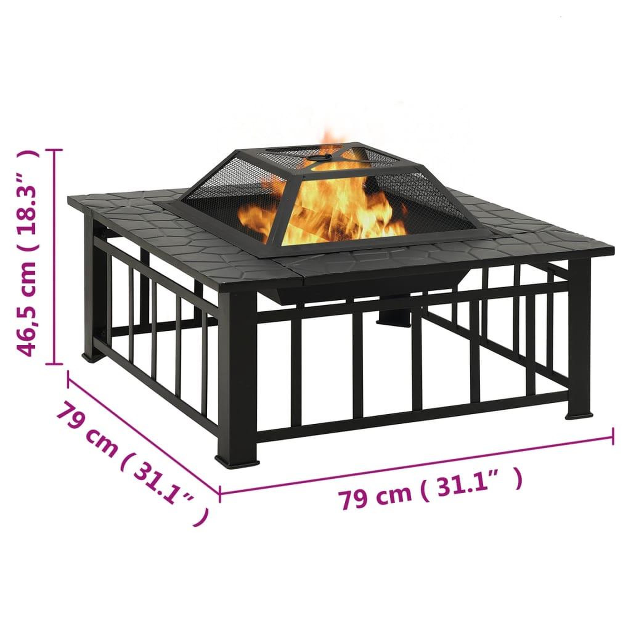 Voir la diapositive 6 : VIDAXL Foyer avec tisonnier 79x79x46,5 cm xxl acier