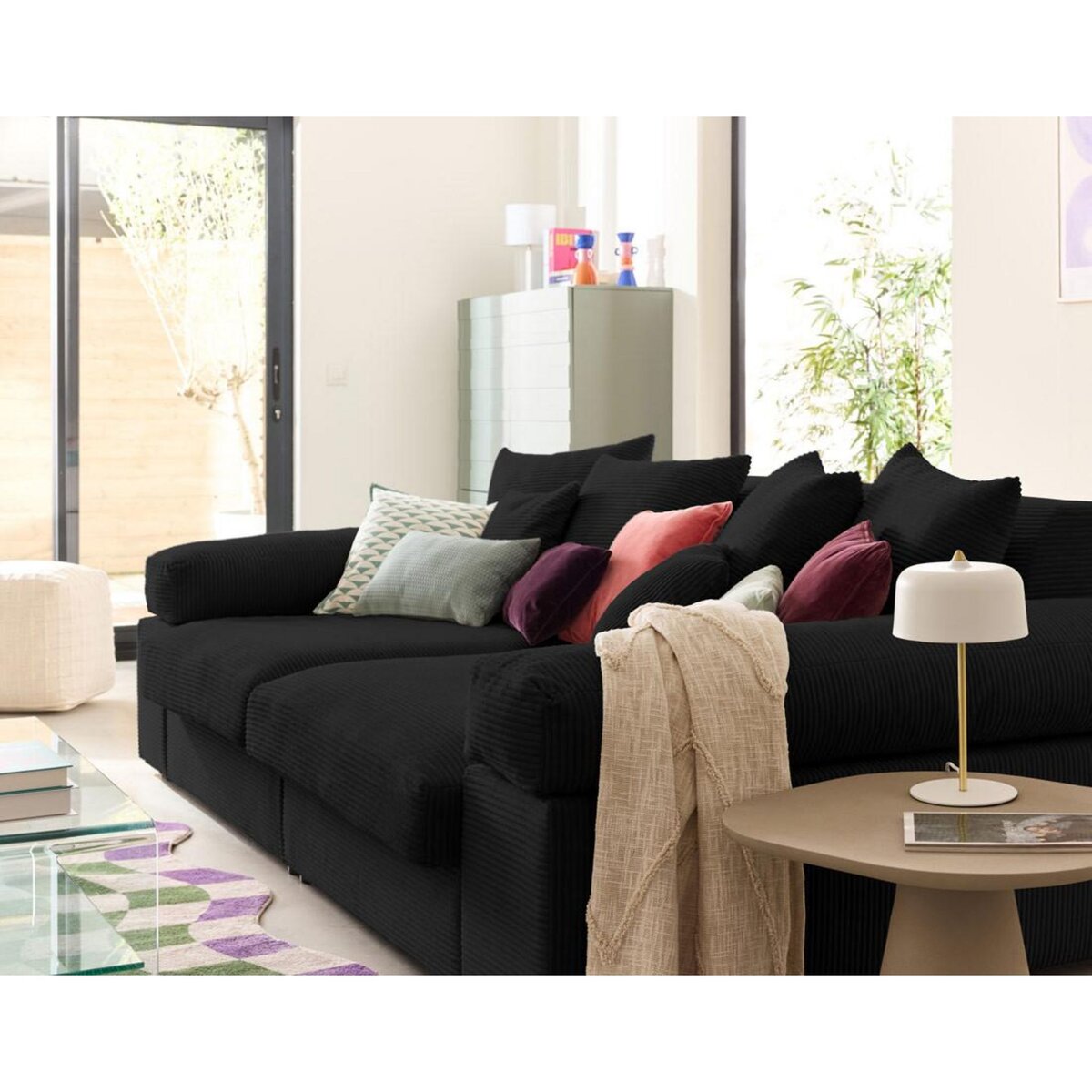 LISA DESIGN Aspen - canapé 4 places - assise profonde - velours côtelé