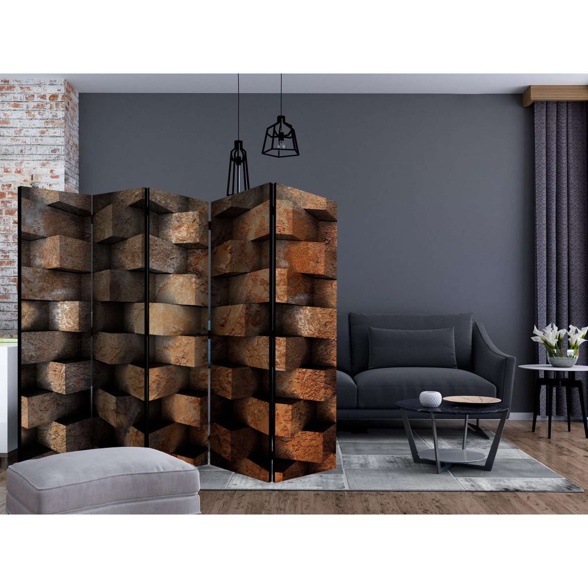 Voir la diapositive 2 : Paris Prix Paravent 5 volets  brick braid  172x225cm