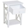 HOMCOM Table de chevet table de nuit style cosy avec croix latérales tiroir et étagère bois et MDF blanc
