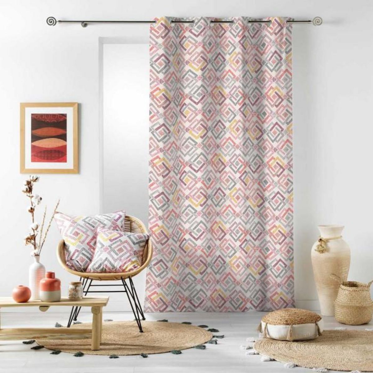 Paris Prix Rideau à Œillets Imprimé  Zoula  140x240cm Corail