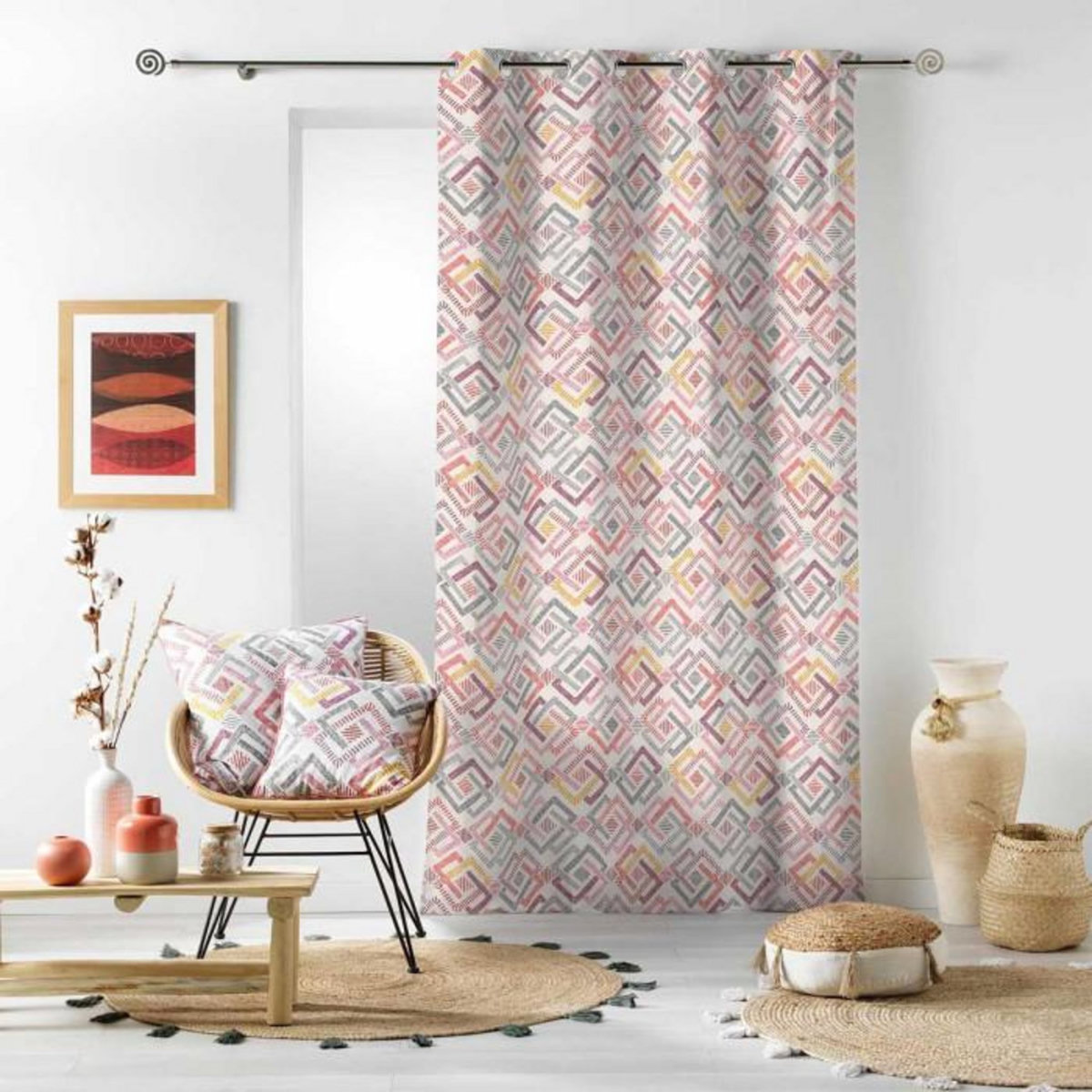 Paris Prix Rideau à Œillets Imprimé  Zoula  140x240cm Corail