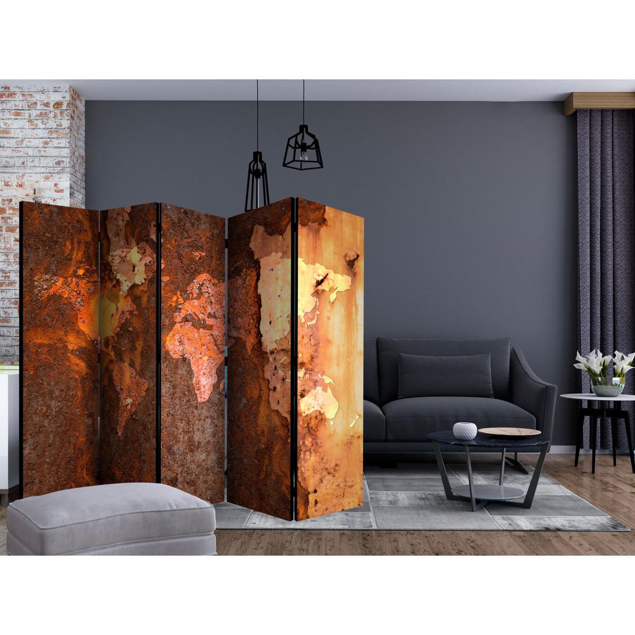 Voir la diapositive 2 : Paris Prix Paravent 5 volets  metal immersions  172x225cm