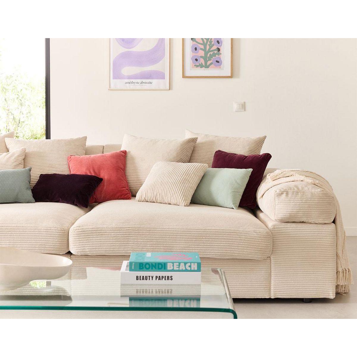 LISA DESIGN Aspen - canapé 4 places - assise profonde - velours côtelé