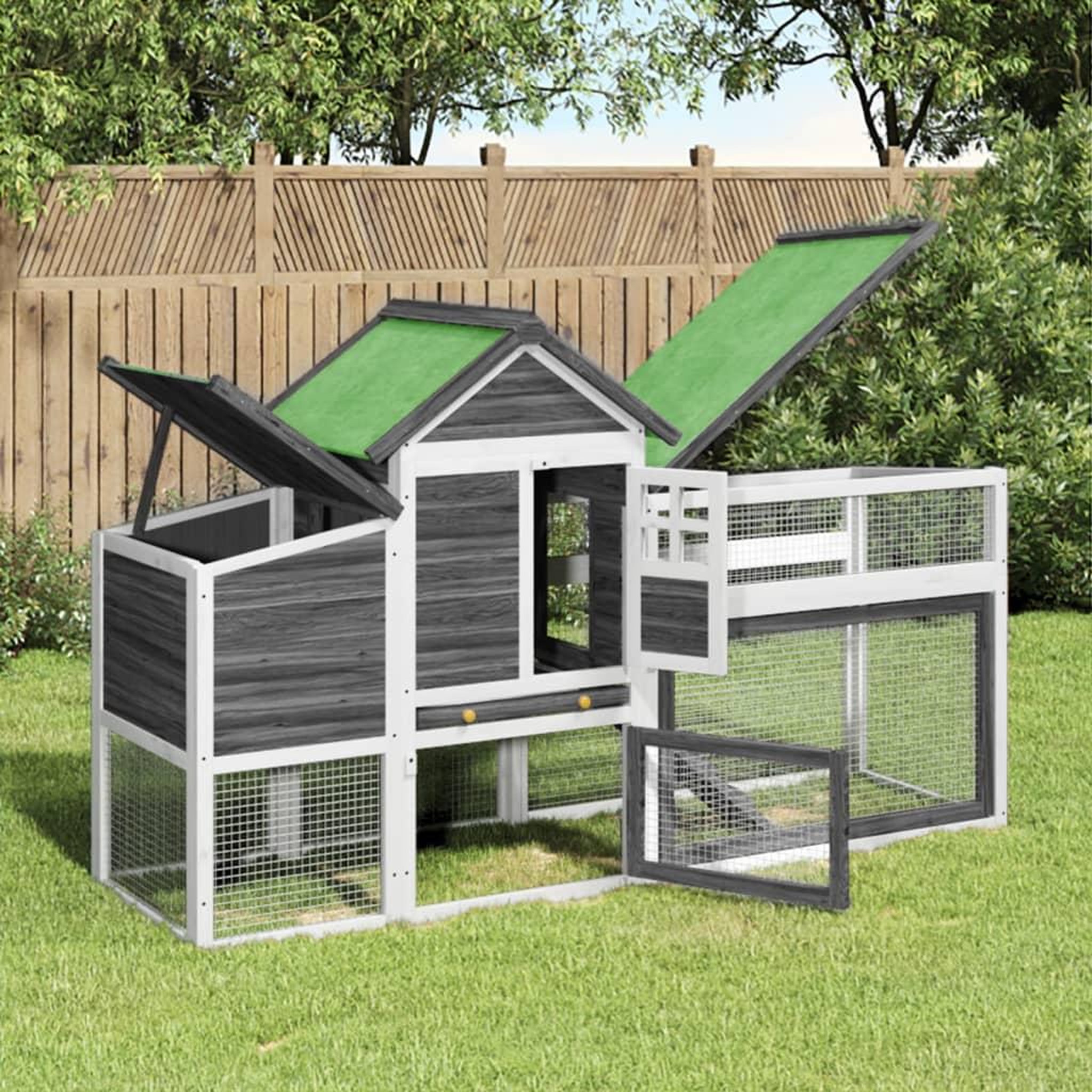 VIDAXL Poulailler gris 186,5x58,5x113 cm bois massif de pin
