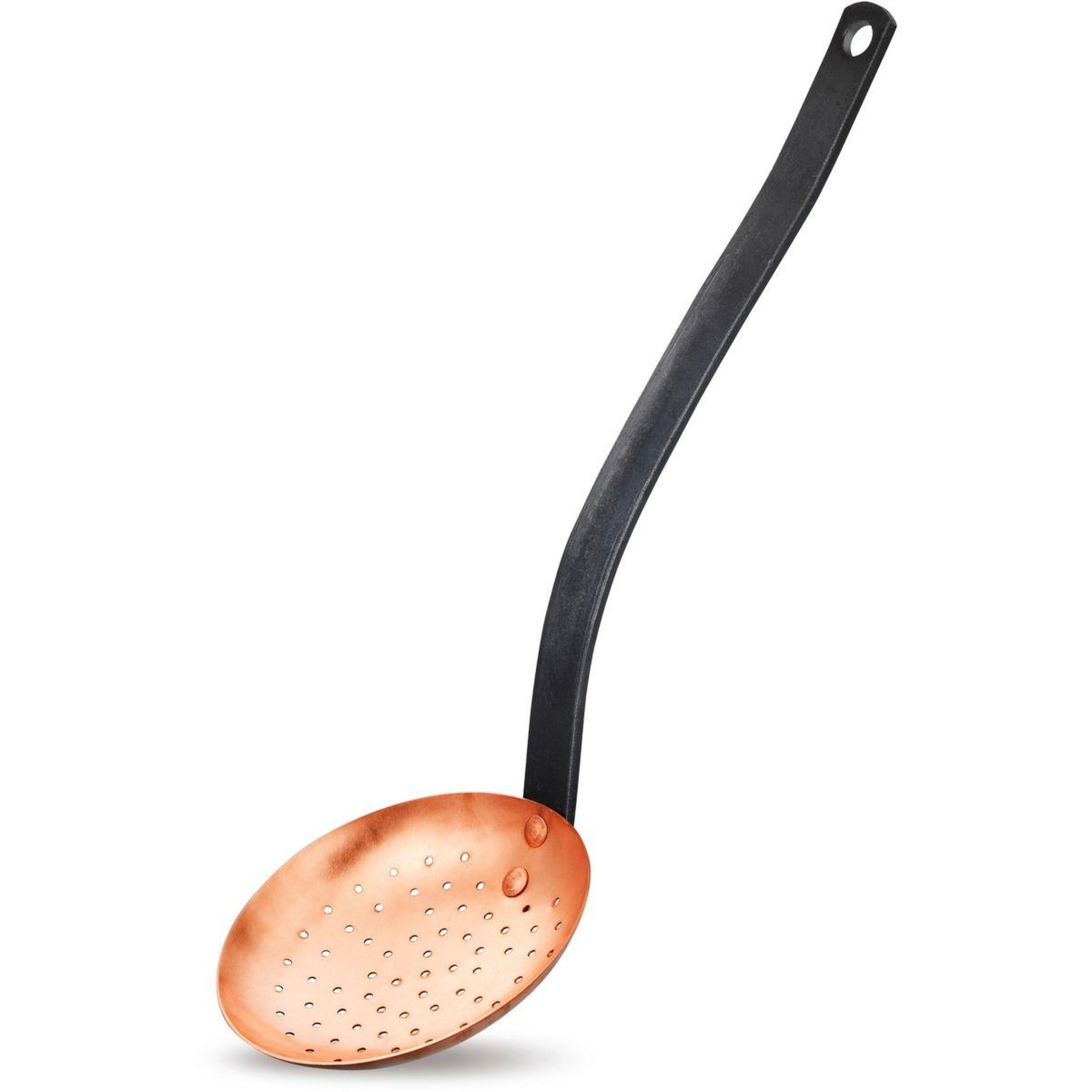 Voir la diapositive 1 : NATURE & SAVEURS Ecumoire cuivre manche fer plat