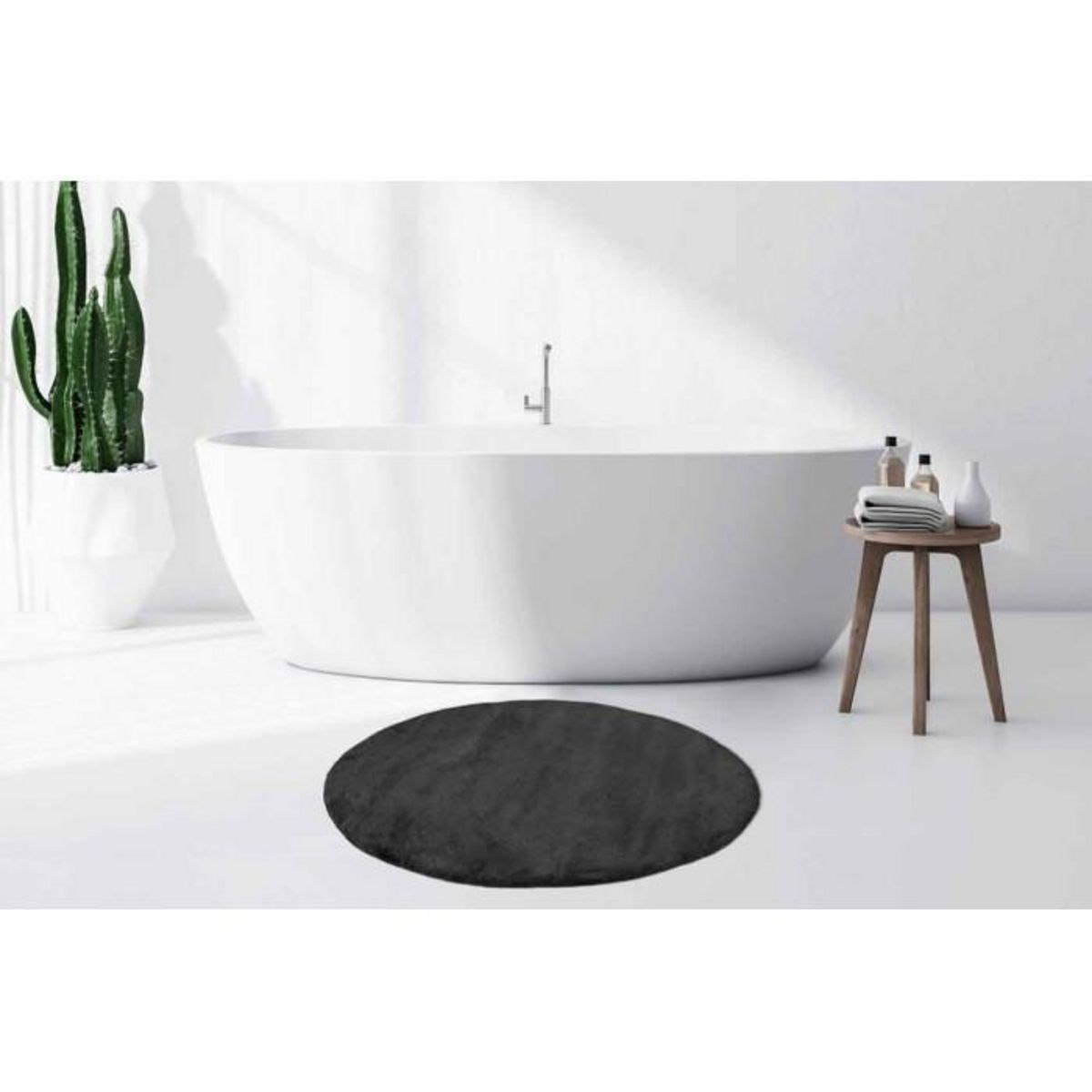 Paris Prix Tapis de Bain Fait à la Main  Rabbit  100cm Gris Foncé