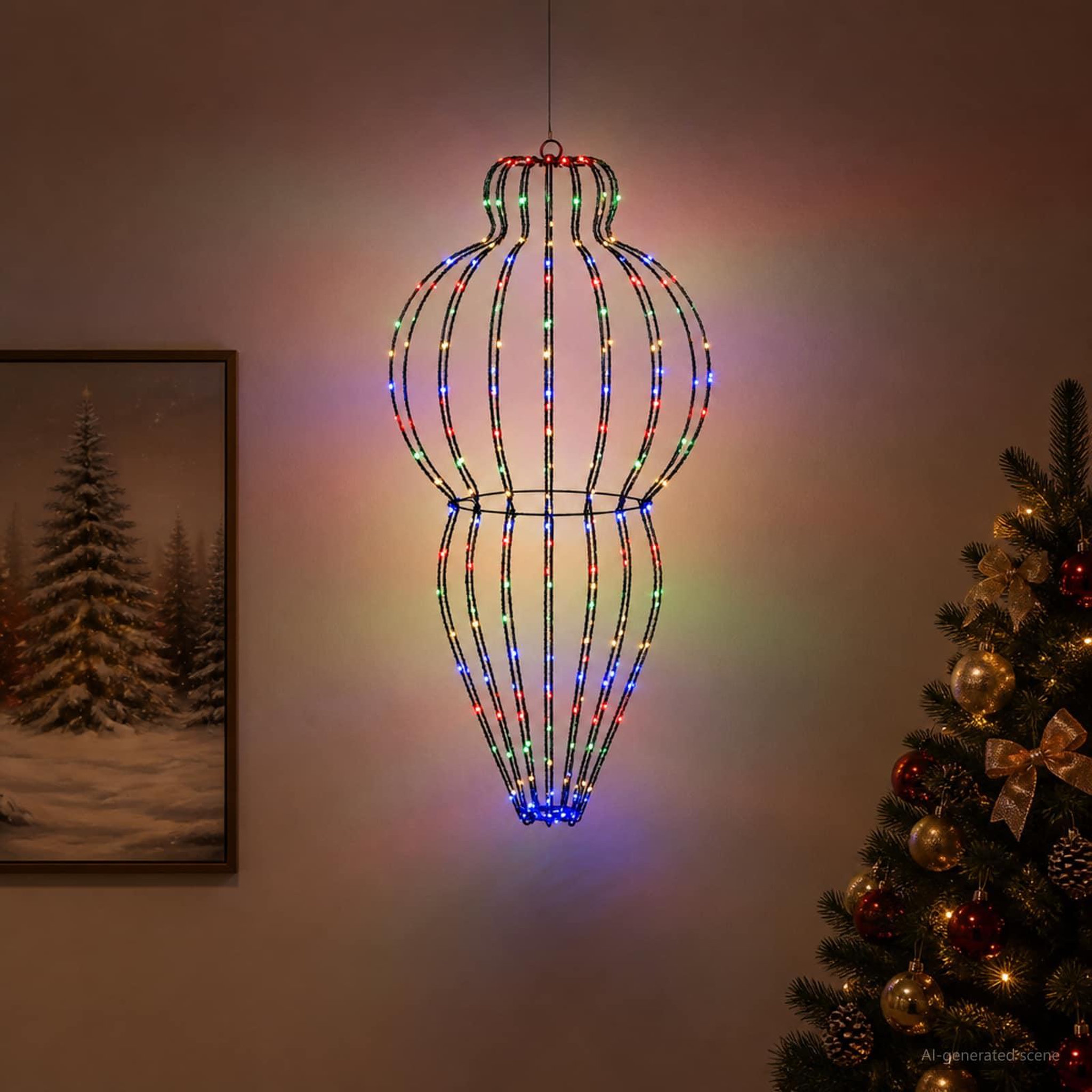 Voir la diapositive 2 : VIDAXL Lumiere de finial de Noël 320 LED Multicolore Ø 40 x 75 cm
