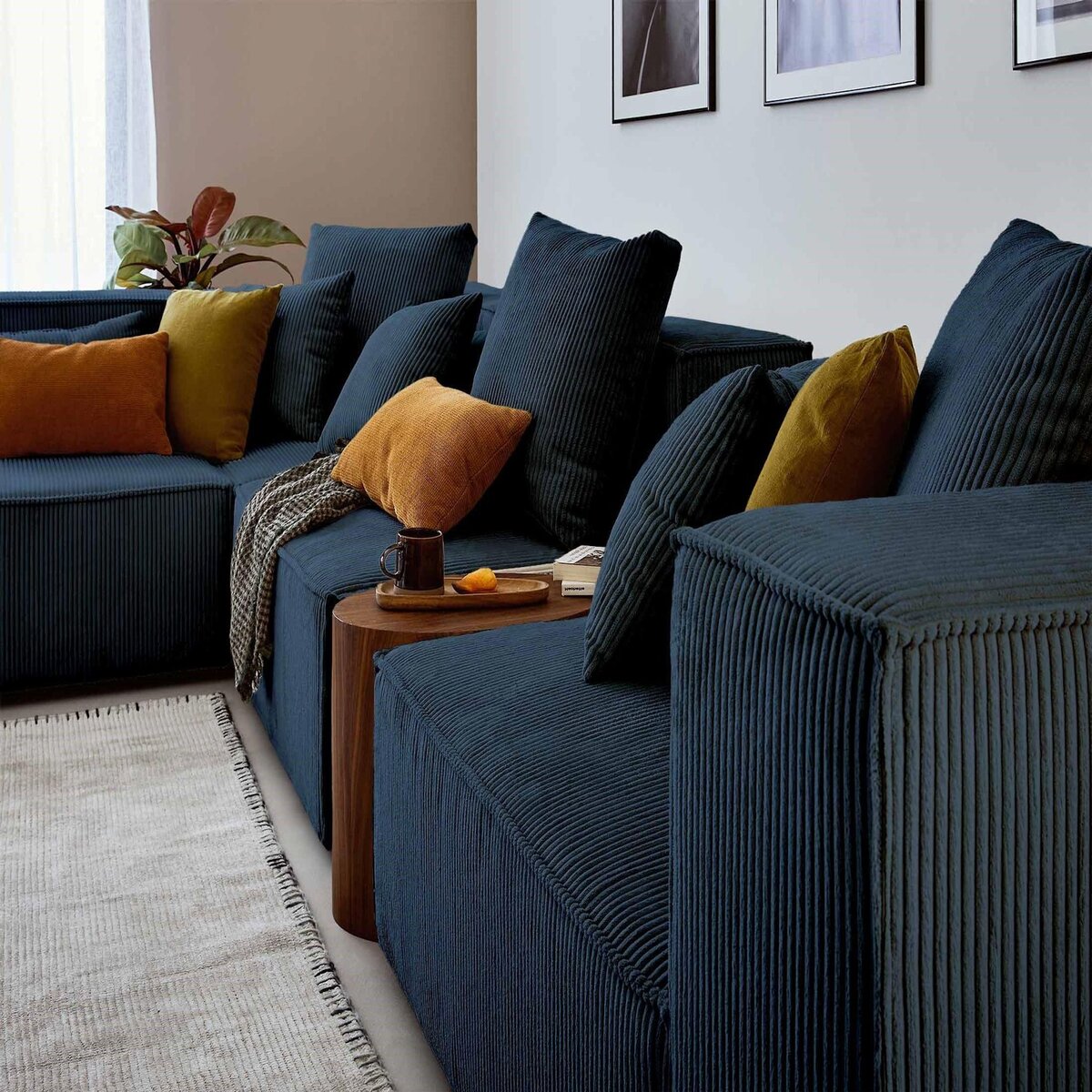 LISA DESIGN Colombine - canapé modulable d'angle gauche - 6 places - en velours côtelé