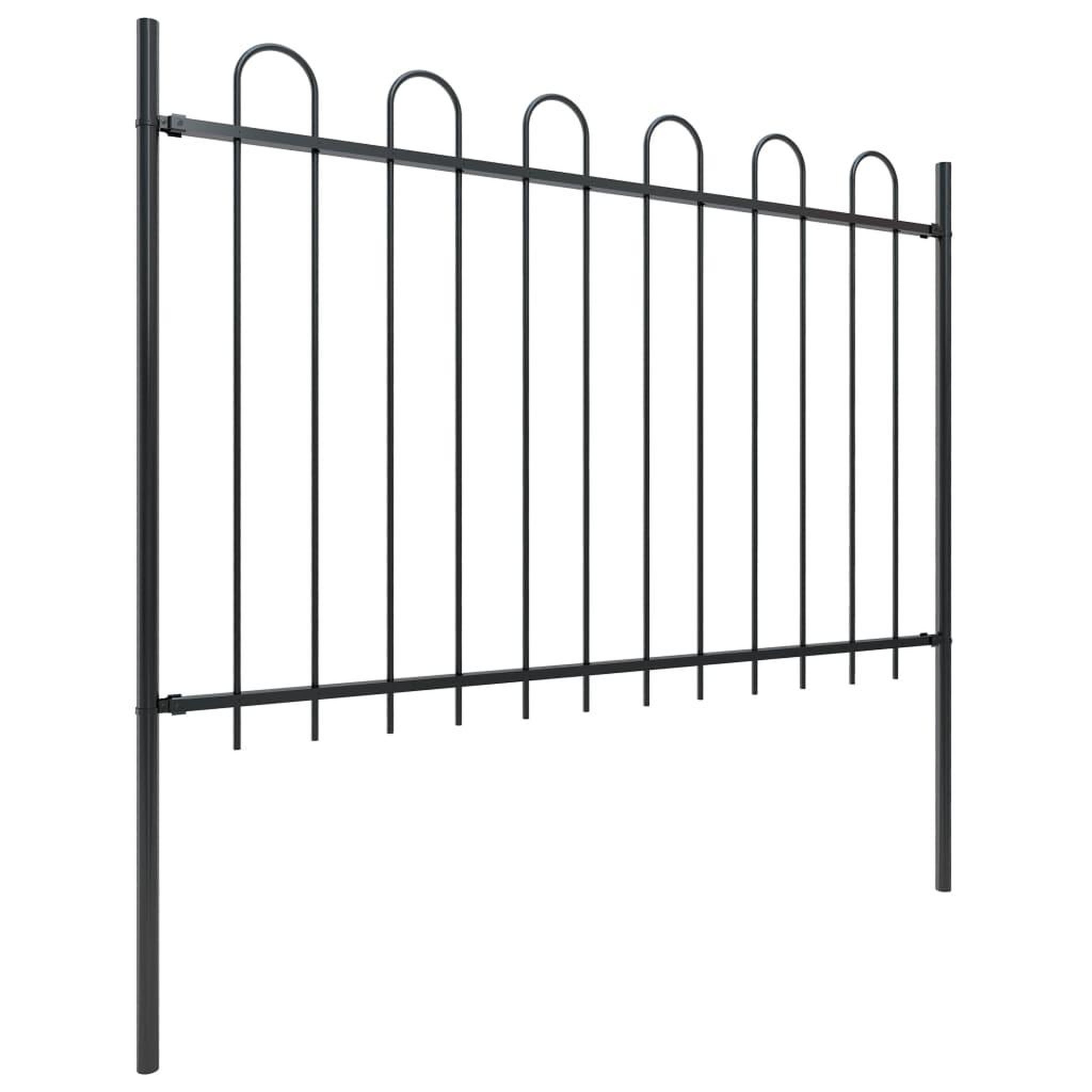 Voir la diapositive 2 : VIDAXL Cloture de jardin avec dessus en cerceau Acier 6,8 x 1,2 m Noir