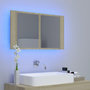 Voir la diapositive 3 : VIDAXL Armoire a miroir a LED de bain Chene sonoma 80x12x45 Acrylique
