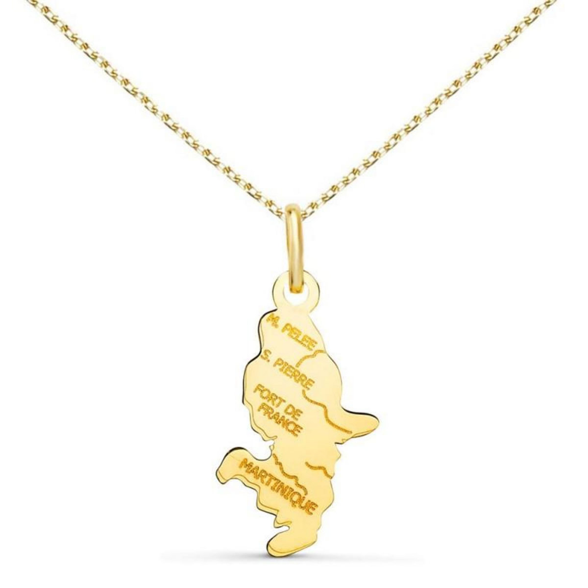 L'ATELIER D'AZUR Collier - Pendentif Ile de la Martinique Or 750/1000 - Chaine Dorée