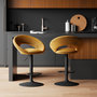 Voir la diapositive 2 : MAISON PAVANE Lot de 2 chaises de bar en velours jaune curry 61/76,5 cm-Cloclo