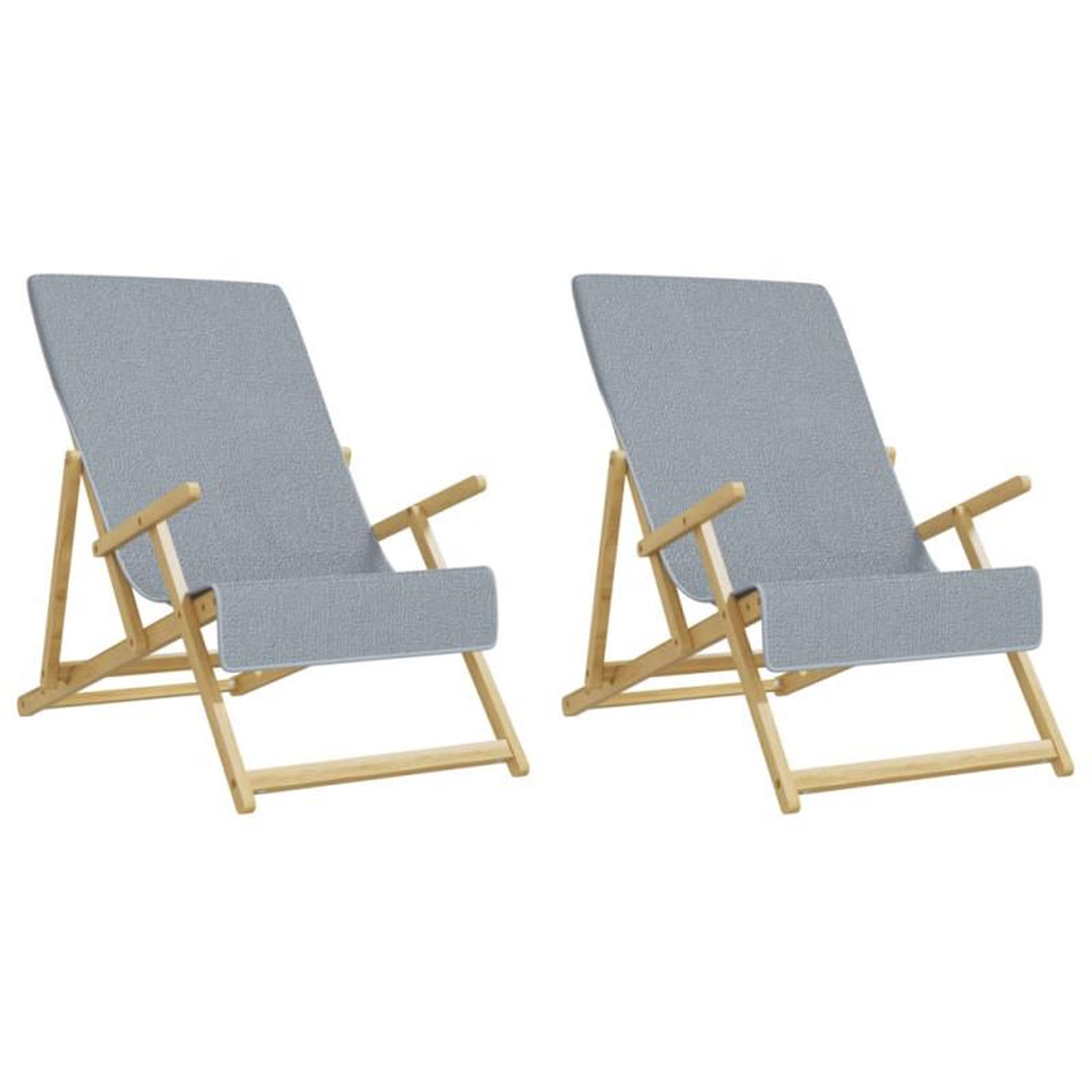 Voir la diapositive 4 : VIDAXL Serviettes de plage 2 pcs gris 60x135 cm tissu 400 GSM