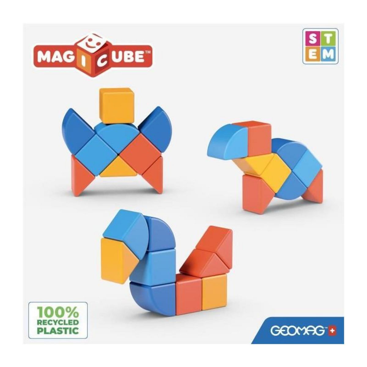 Geomag Blocs magnétiques - GEOMAG - Magicube 208 - 9 pieces - Formes variées - Animaux - Plastique recyclé