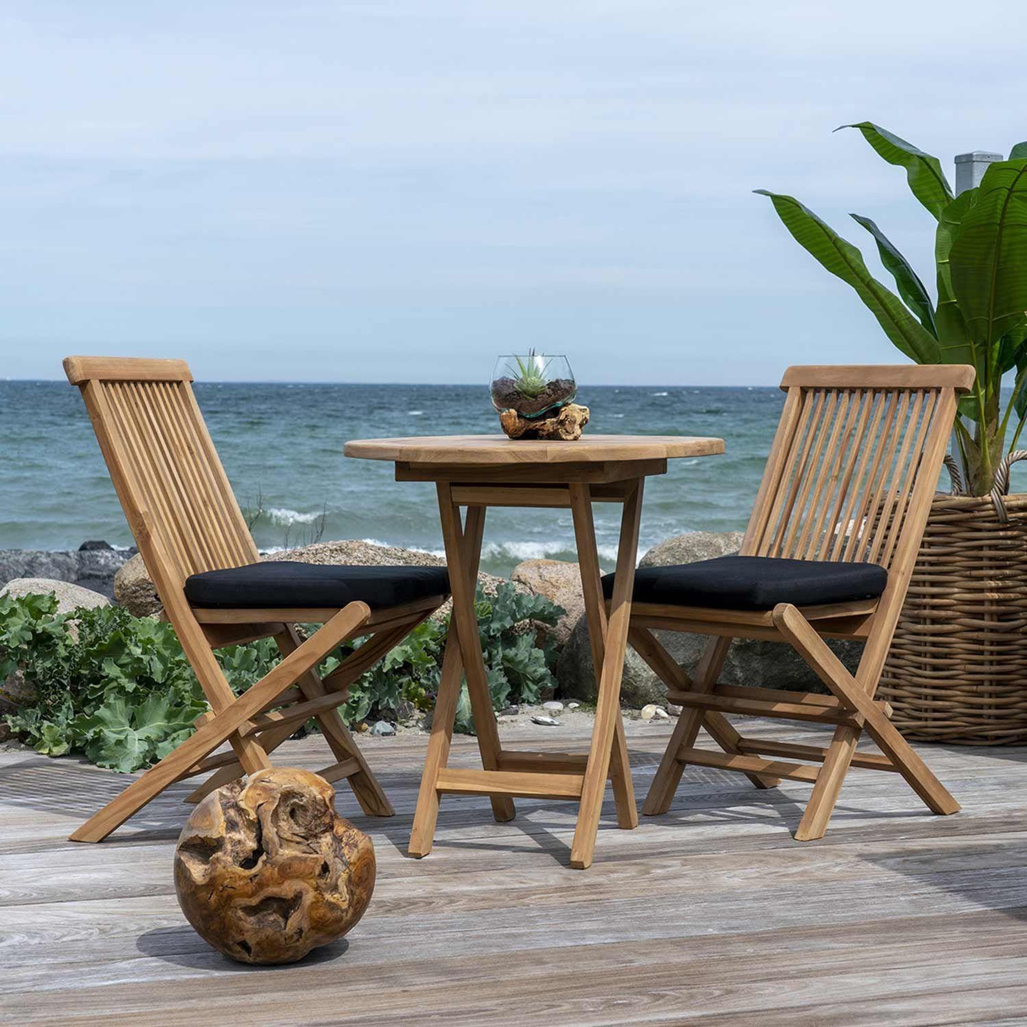 Voir la diapositive 2 : HOUSE NORDIC Table de jardin en teck OVIEDO Ø 70 cm