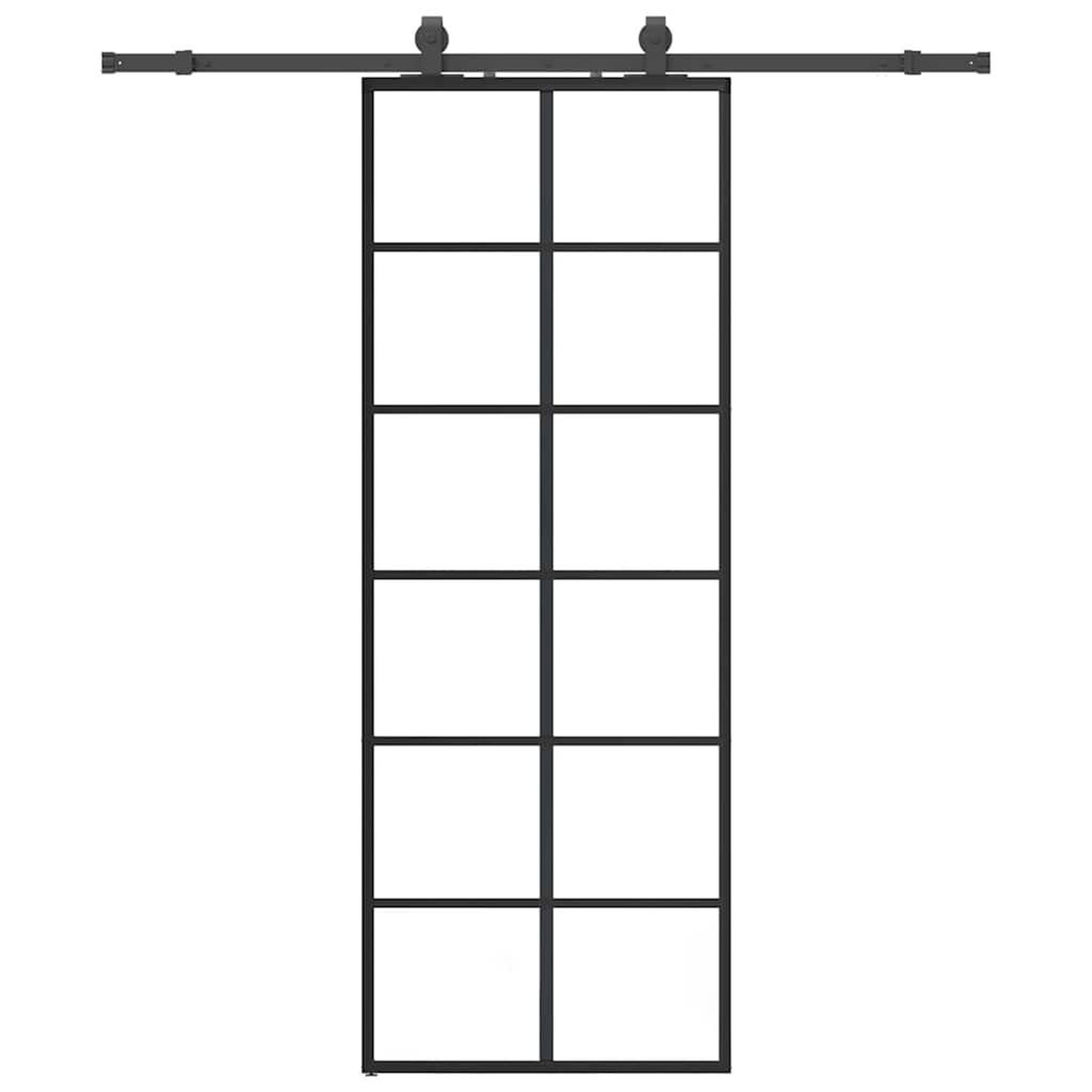 Voir la diapositive 2 : VIDAXL Porte coulissante kit de quincaillerie noir 76x205 cm verre ESG