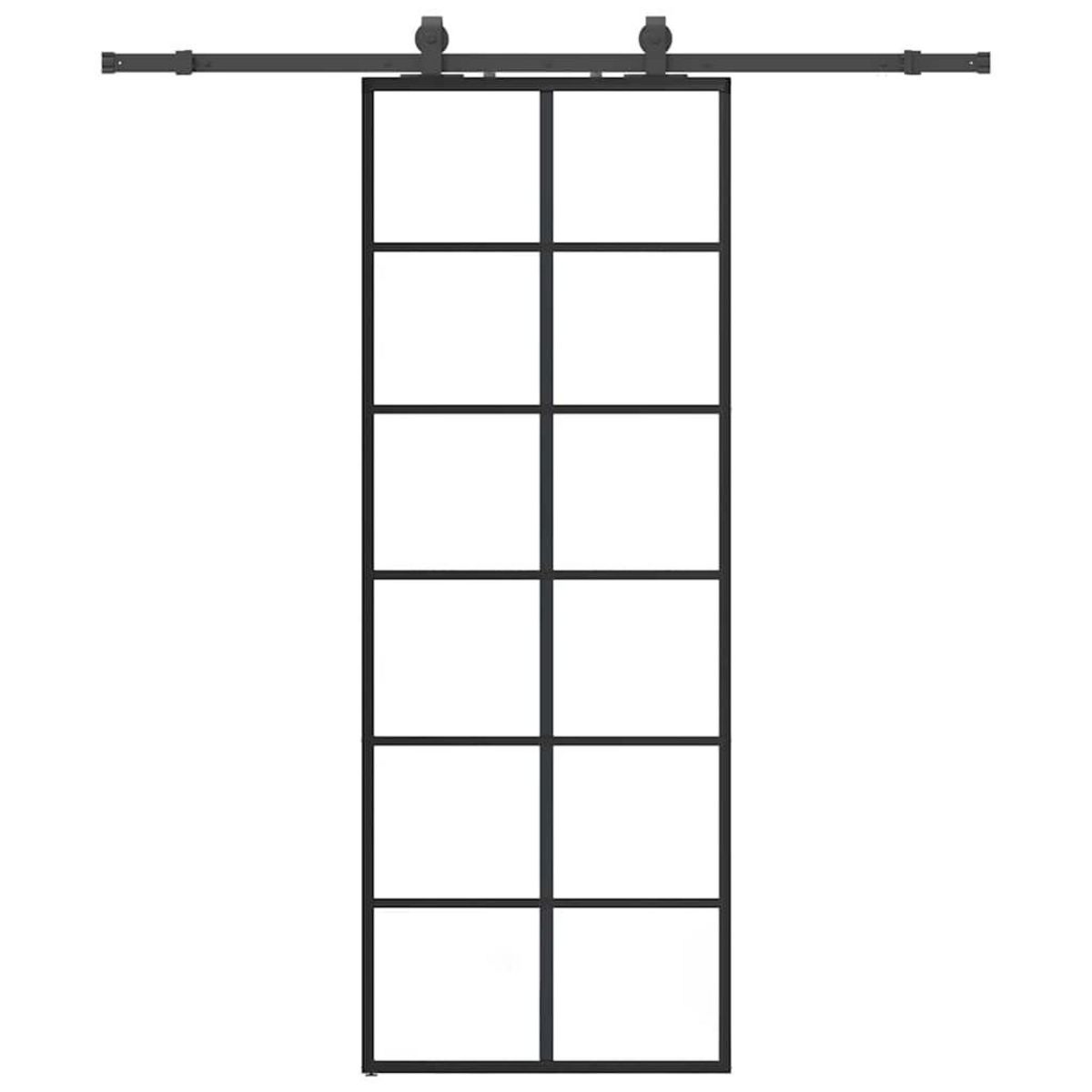 VIDAXL Porte coulissante kit de quincaillerie noir 76x205 cm verre ESG