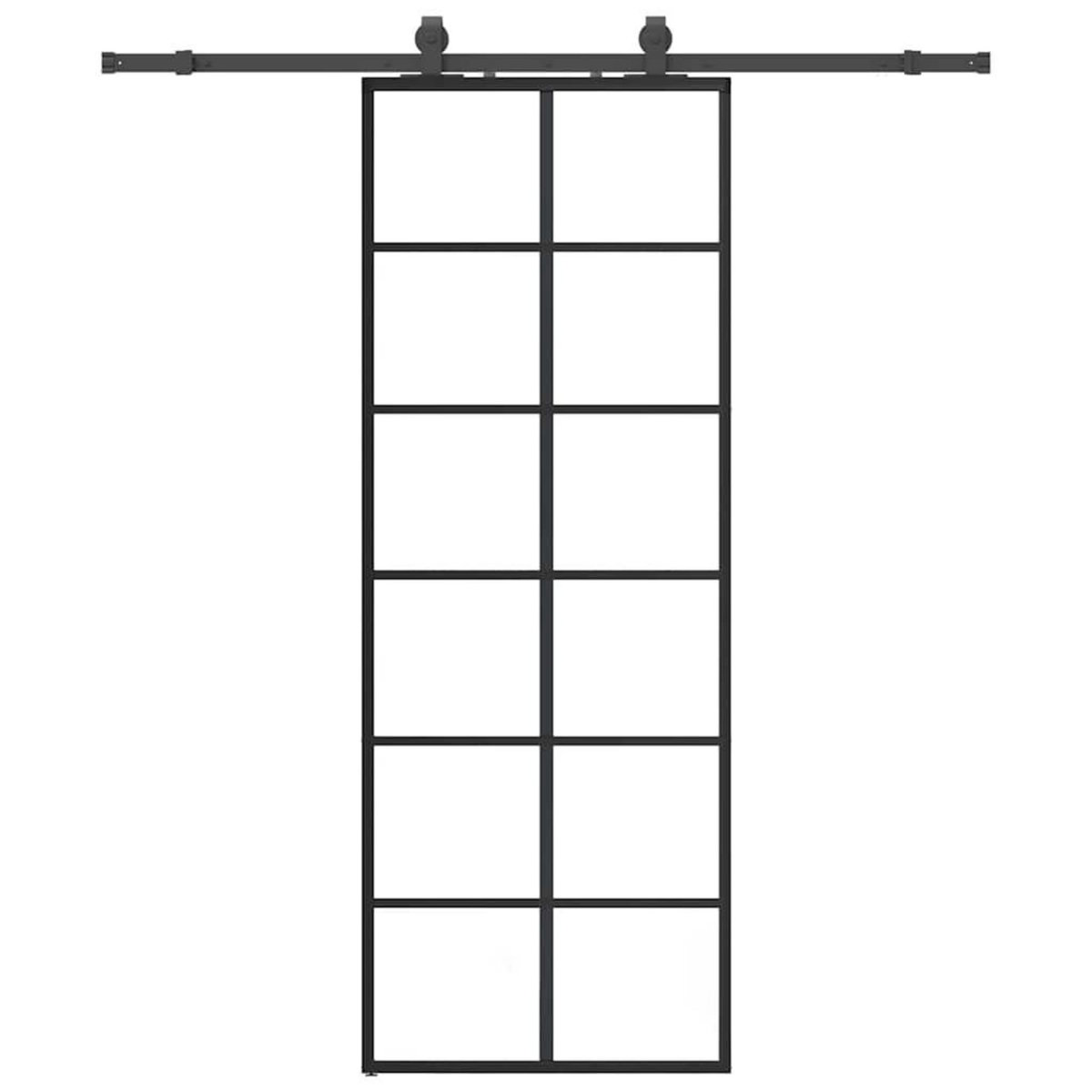 VIDAXL Porte coulissante kit de quincaillerie noir 76x205 cm verre ESG