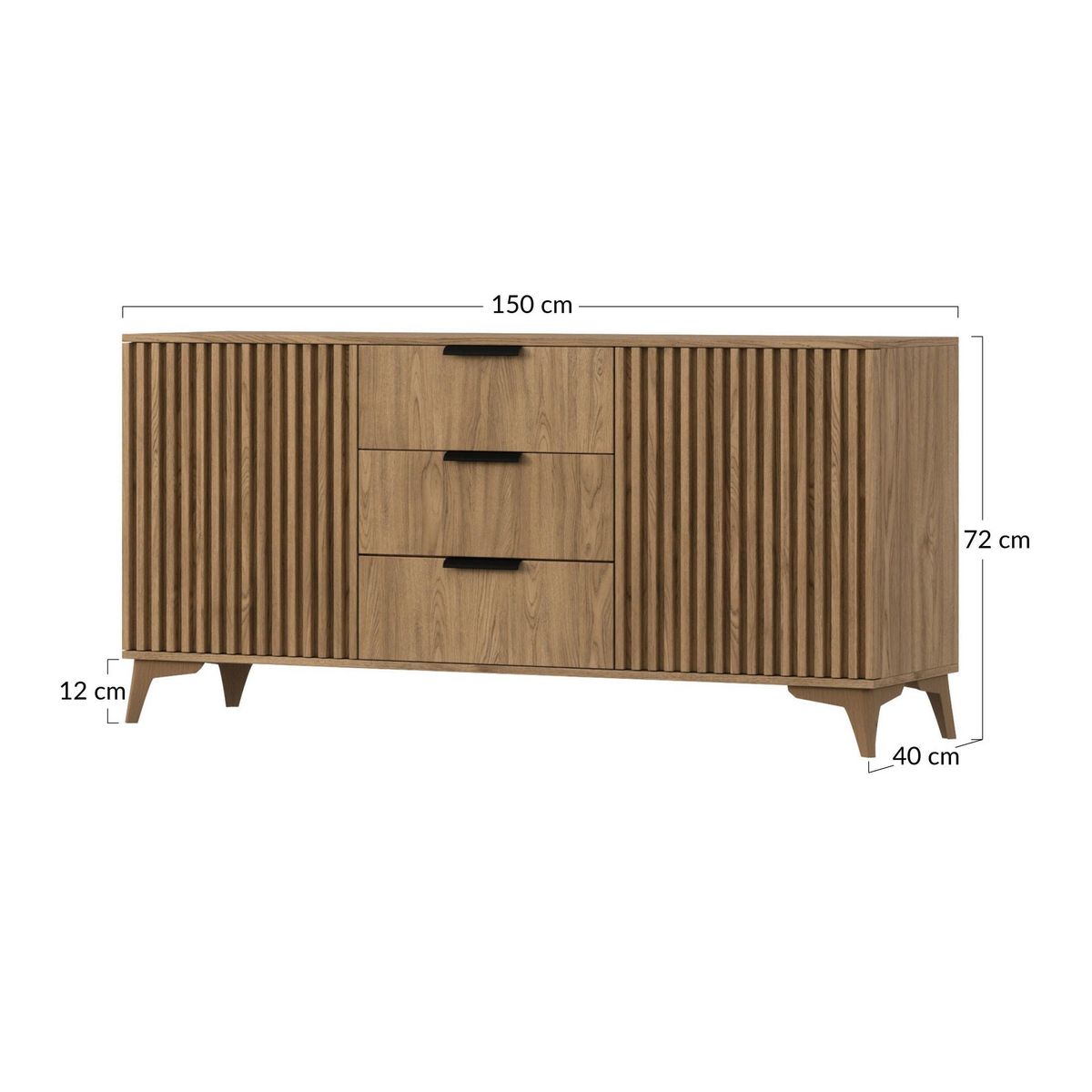 BEST MOBILIER Portmore - buffet bas - effet bois - 150 cm