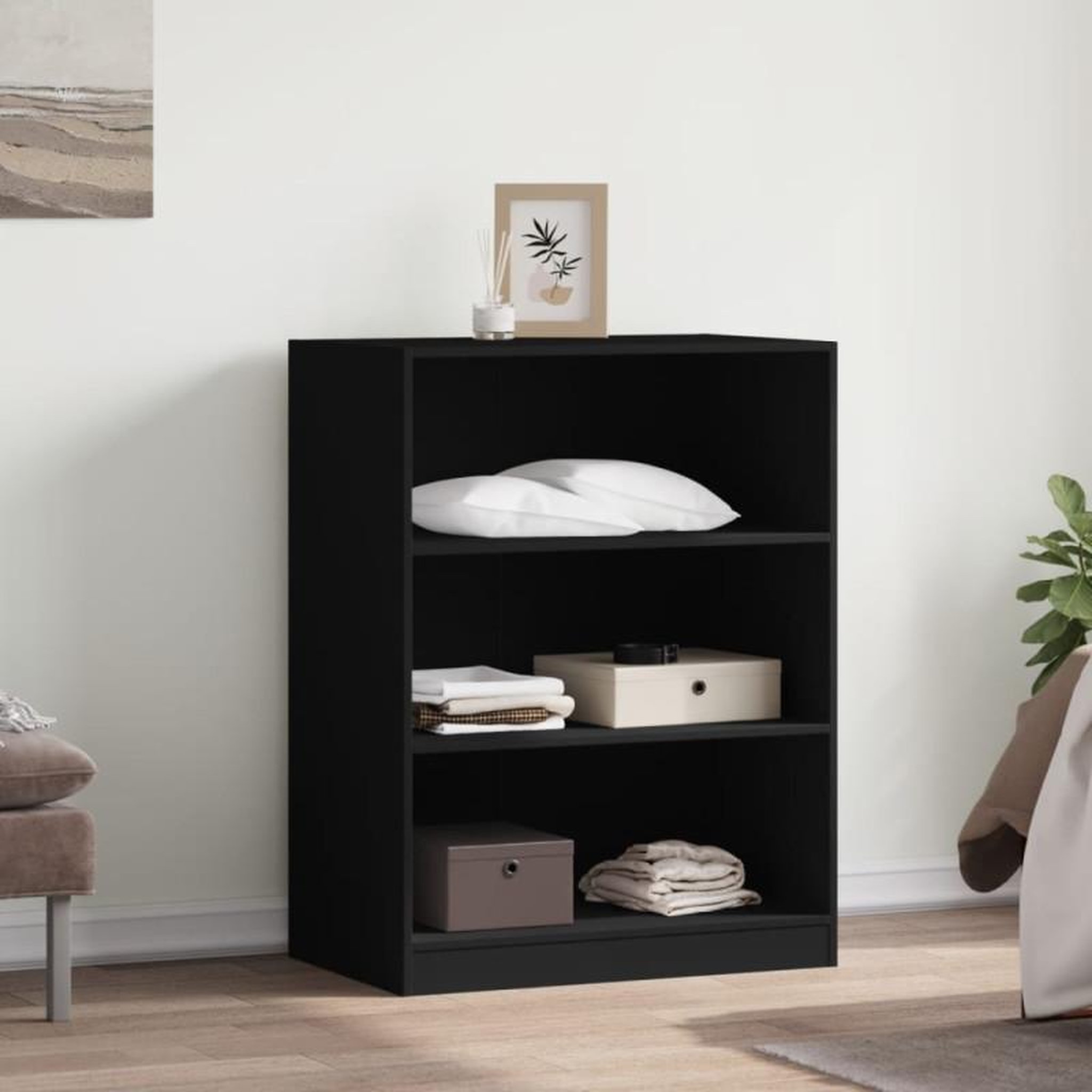 Voir la diapositive 3 : VIDAXL Garde robe noir 77x48x102 cm bois d ingénierie