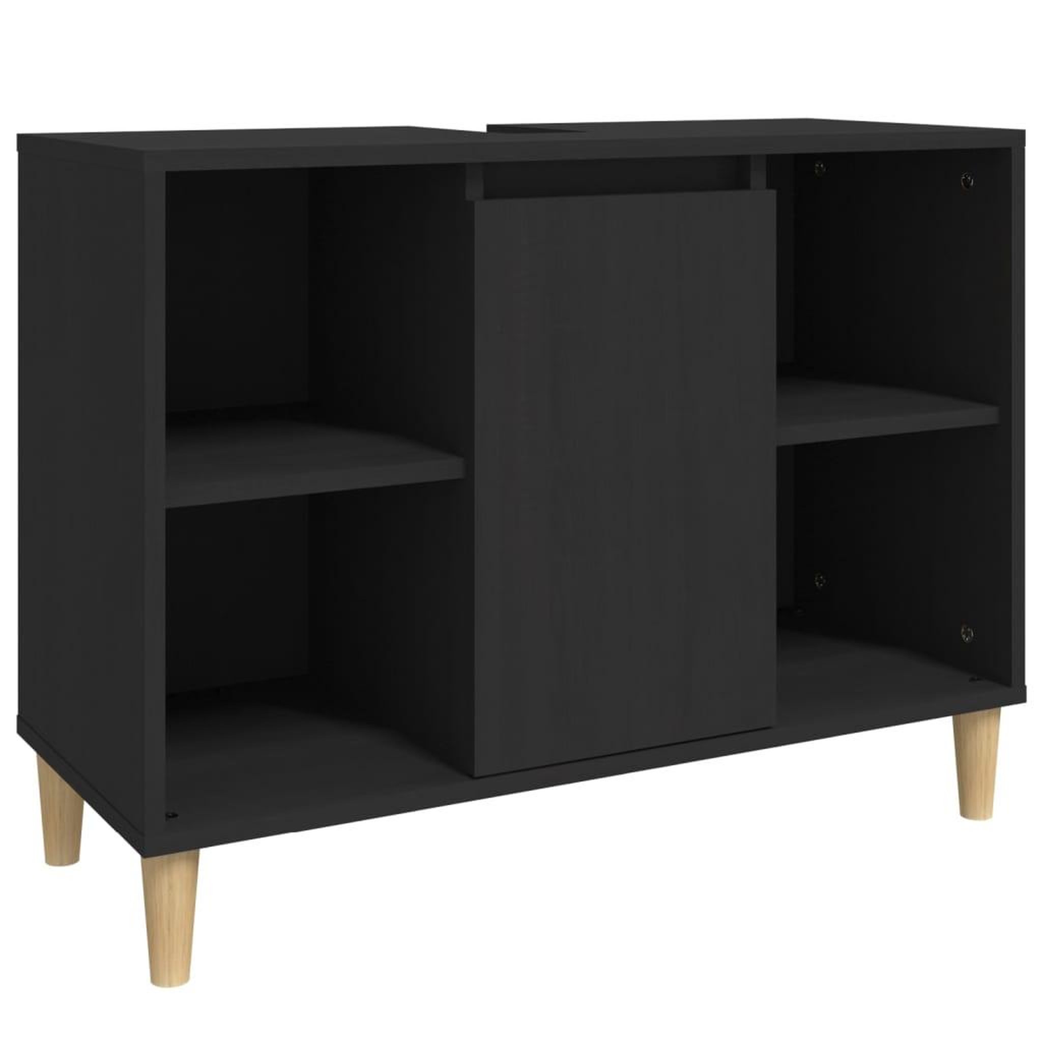 Voir la diapositive 2 : VIDAXL Meuble d'evier noir 80x33x60 cm bois d'ingenierie