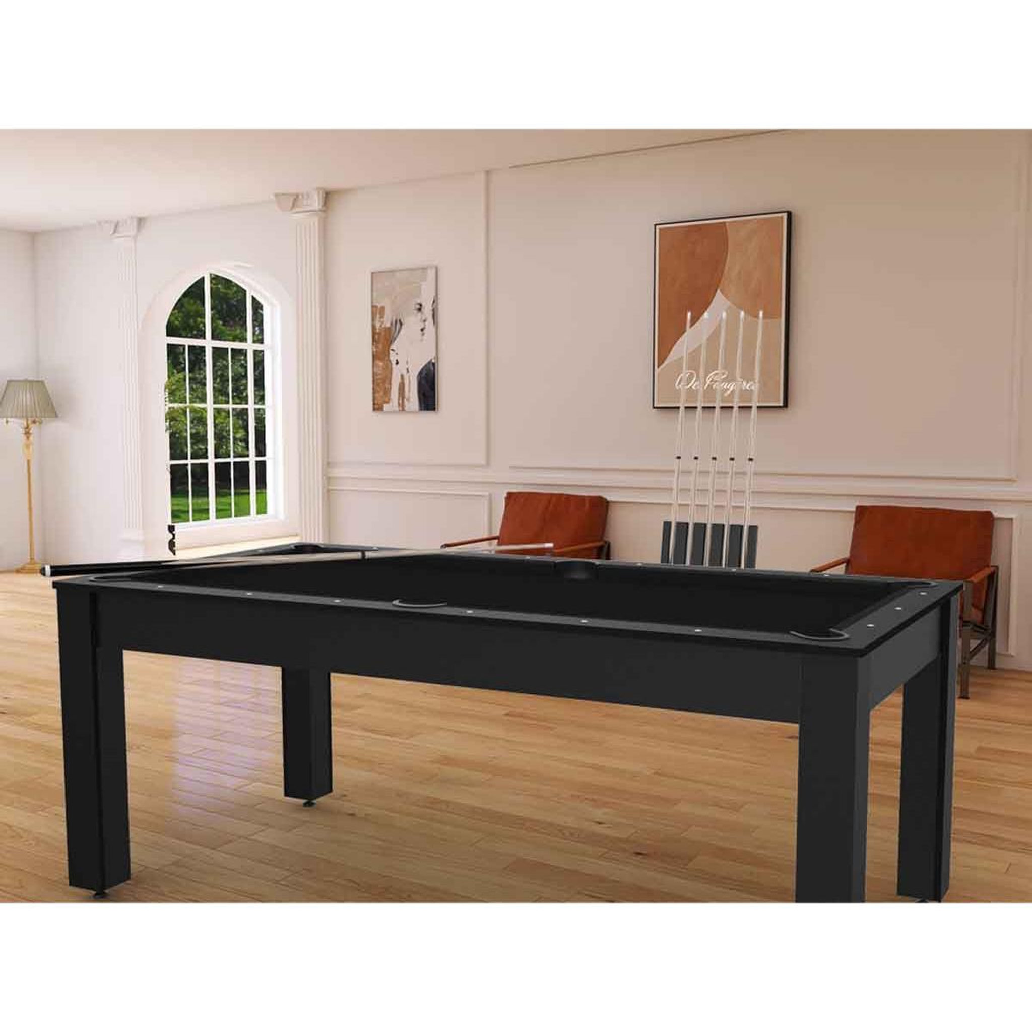Voir la diapositive 2 : DE FAUGERES Table de Billard Convertible  Oregon  213cm Noir Grainé