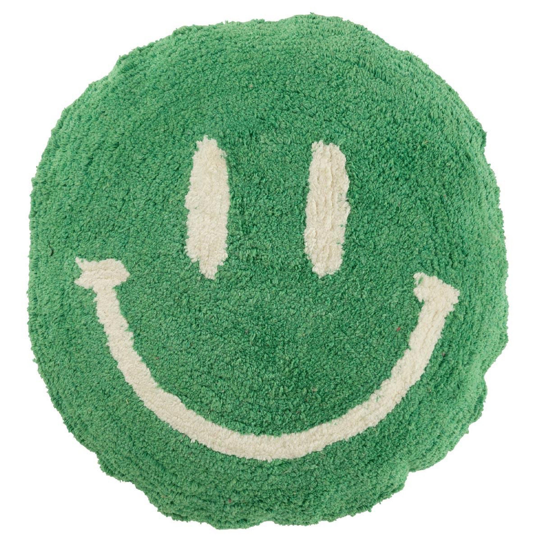 J-LINE Coussin déco tufté smiley  polly  45cm vert