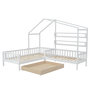Voir la diapositive 1 : MERAX Lit cabane enfant 90x200(70x140)cm pin coloris blanc
