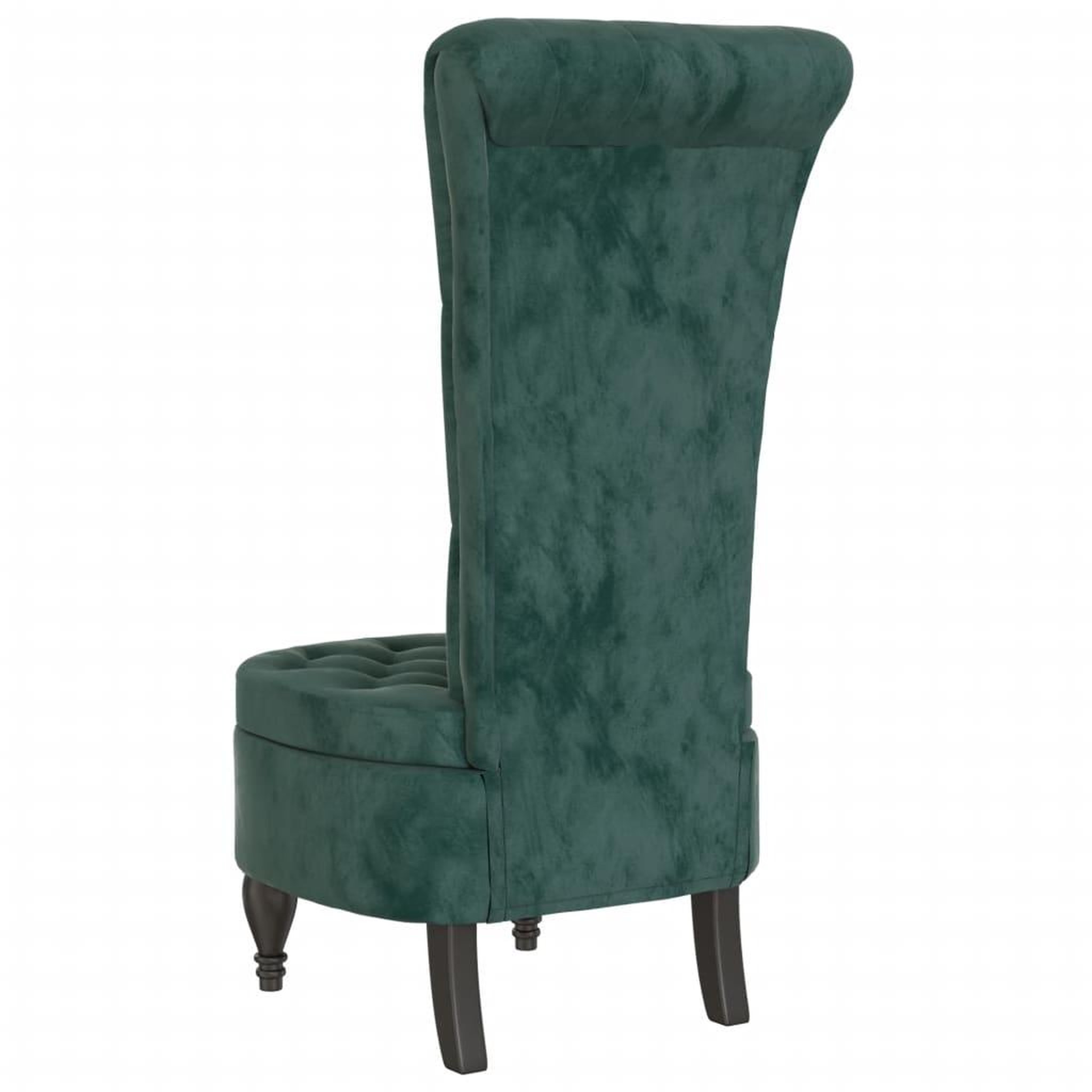 Voir la diapositive 5 : VIDAXL Chaise a dossier haut vert fonce velours conception de bouton