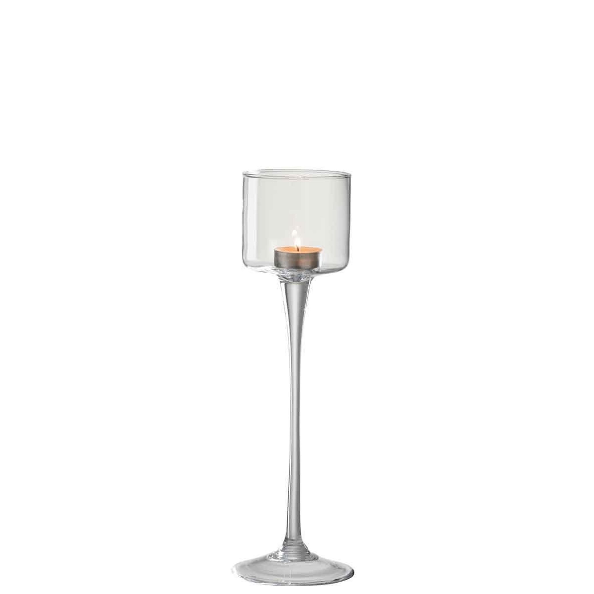 Voir la diapositive 2 : J-LINE Photophore sur pied  verre  33cm transparent