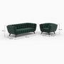 Voir la diapositive 4 : MAISON PAVANE Ensemble canapé et fauteuil en velours vert 4 places-Mona