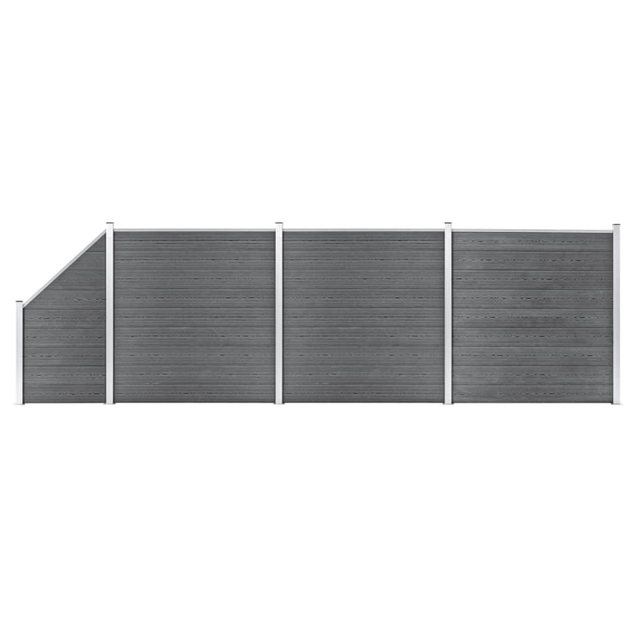VIDAXL Ensemble de cloture WPC 3 Carre + 1 Incline 619 x 186 cm Gris