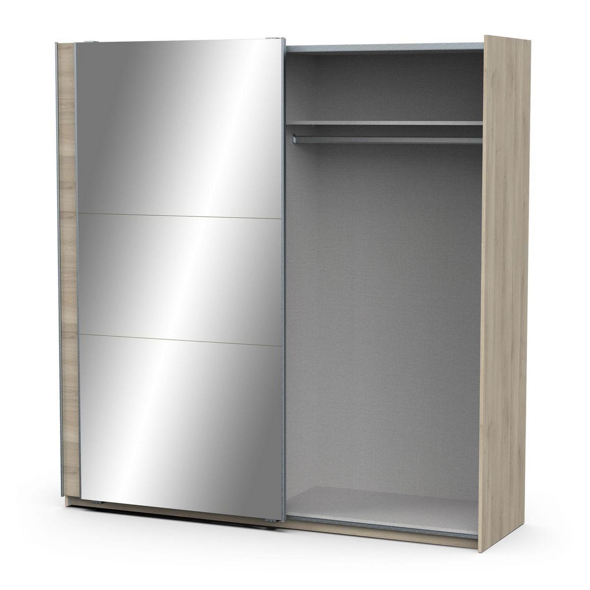 Armoire 2 portes coulissantes 1 miroir L200 cm THIBAULT