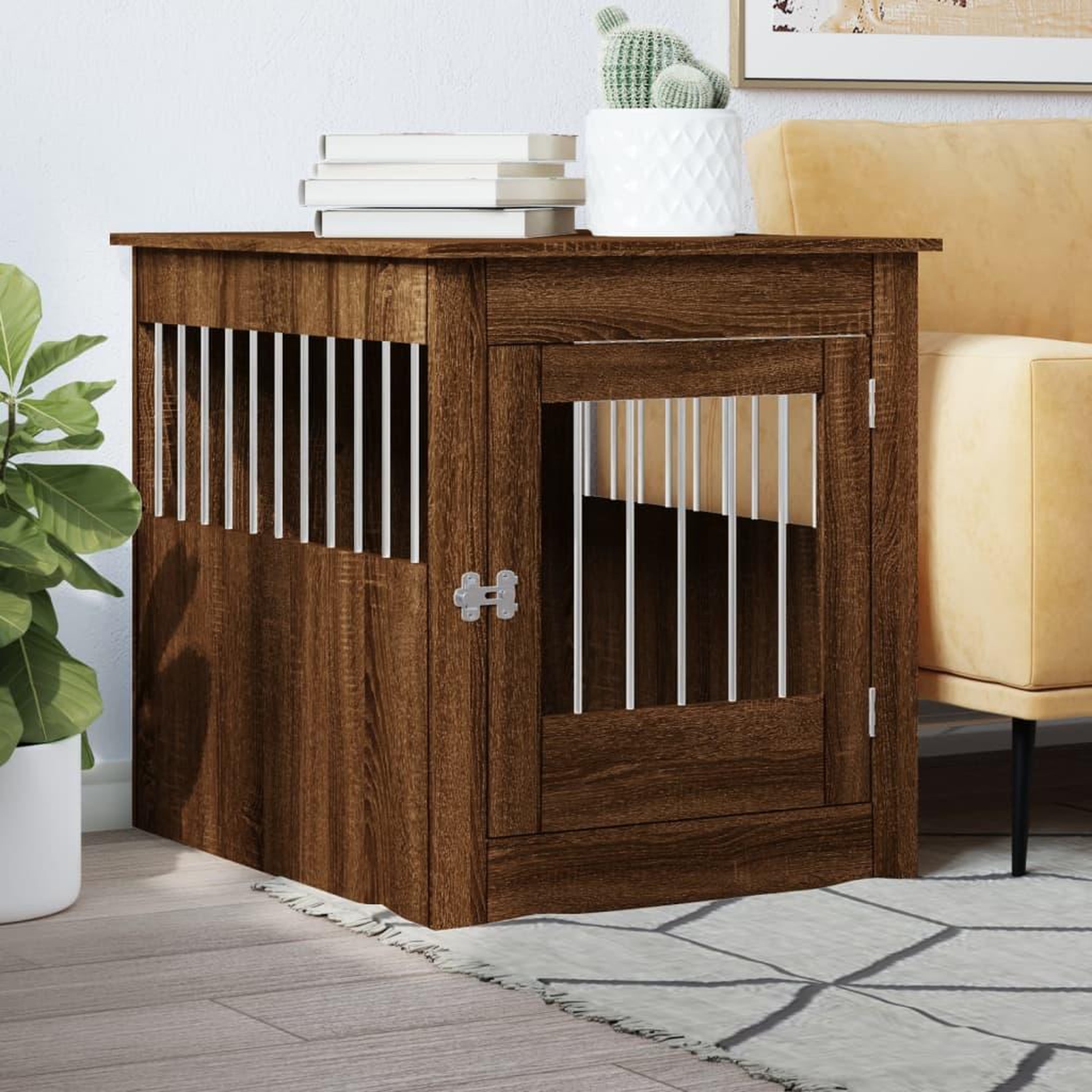 VIDAXL Meuble de cage pour chiens chene marron 64,5x80x71 cm