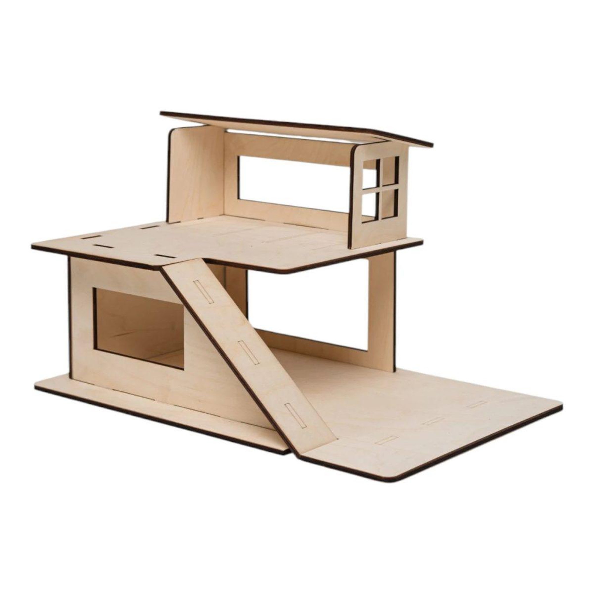 MONIO FOR KIDS Garage en bois 2 niveaux en contreplaqué de bouleau