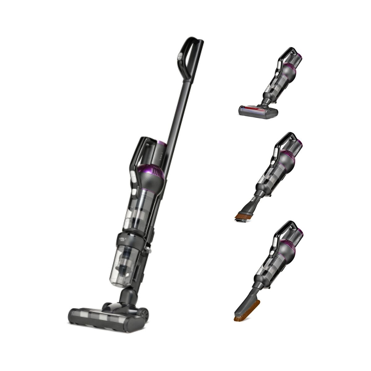 VIOLA Aspirateur Balai AIRB600 Sans Fil, Fonction de Lavage, Lampe UV-C stérilisante, Puissante 600W, Animal Kit, Autonomie 1h20, Silencieux