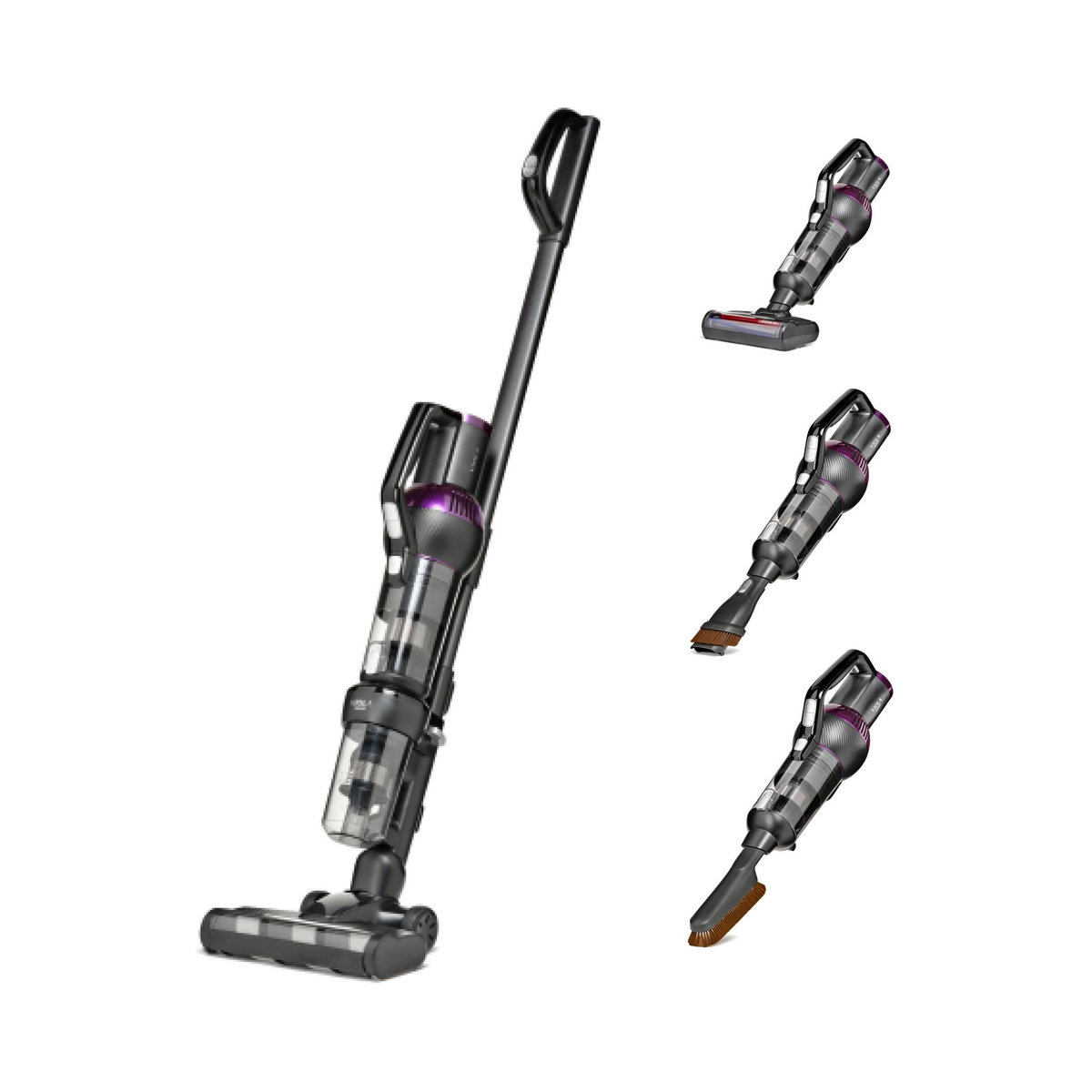 VIOLA Aspirateur Balai AIRB600 Sans Fil, Fonction de Lavage, Lampe UV-C stérilisante, Puissante 600W, Animal Kit, Autonomie 1h20, Silencieux